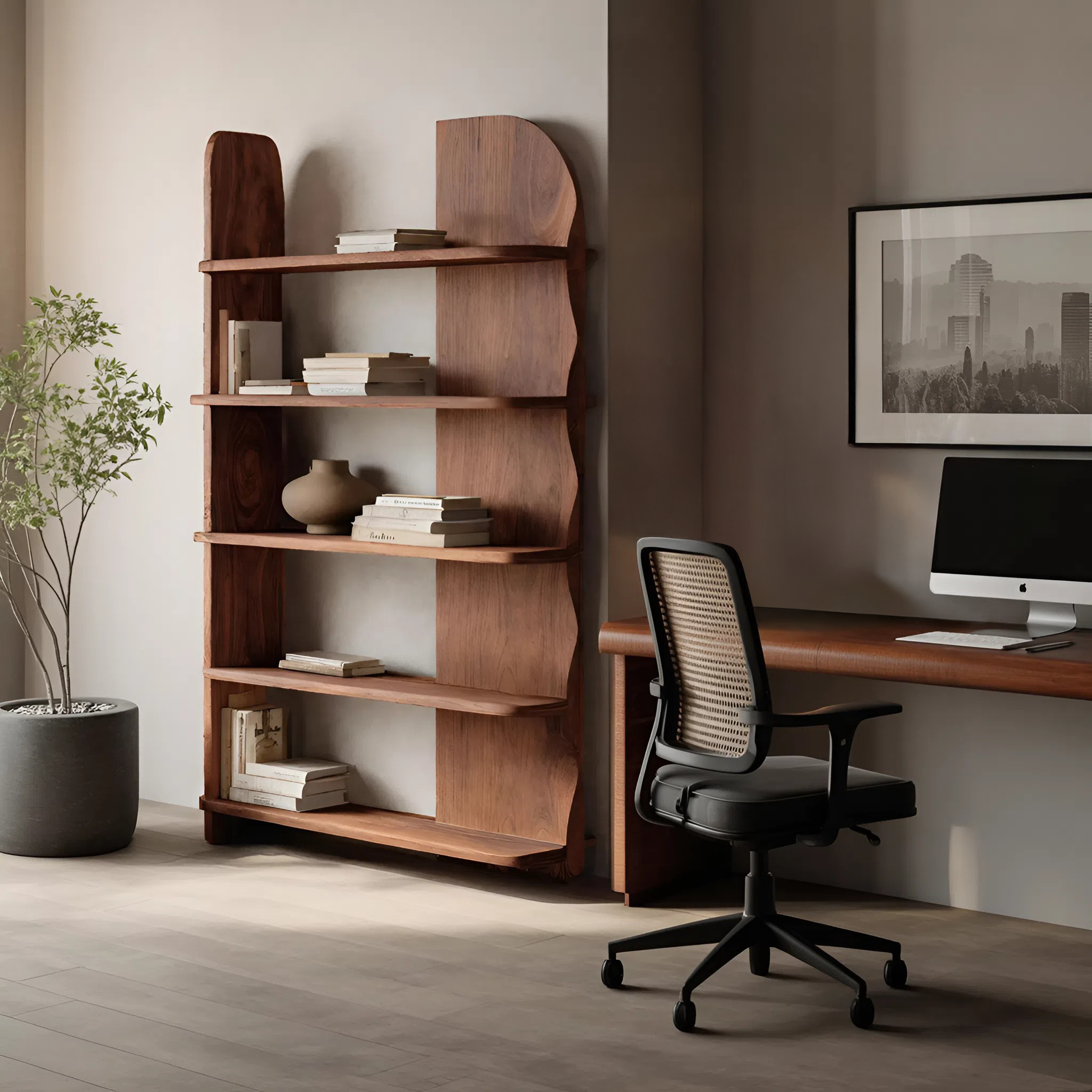 Minimalist Bookcase Sculptural Design For Living Decor RTTHHNBS081
