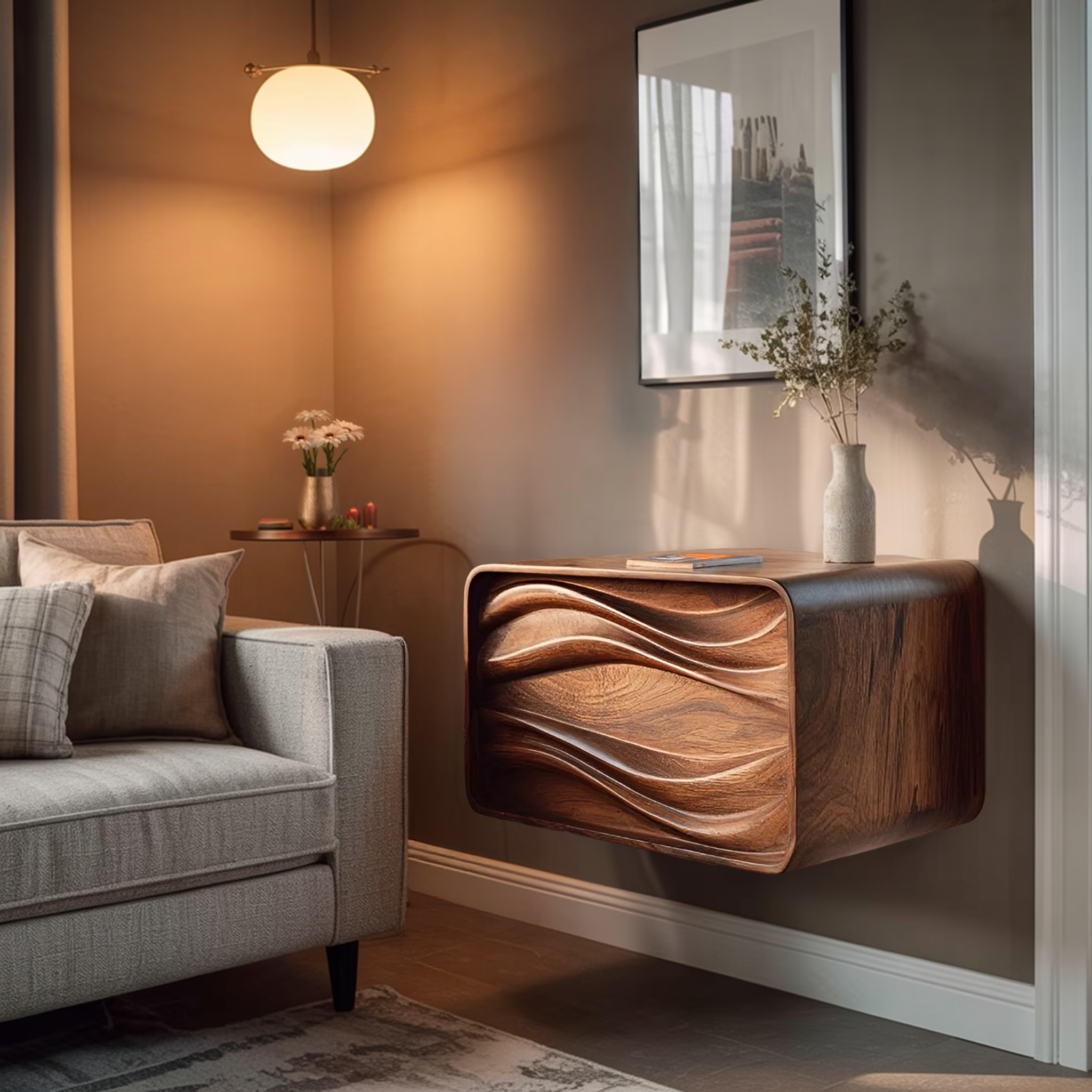 Organic Sculptural Floating Bedside Table For Bedroom Decor RTTHHNNS012