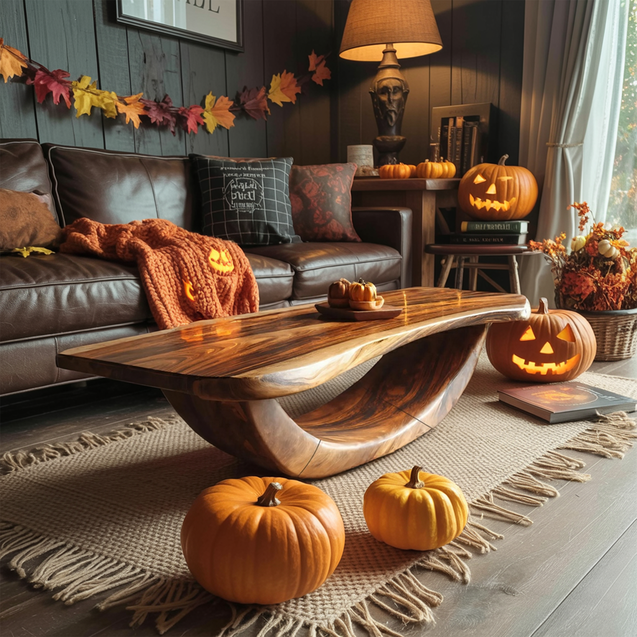 Farmhouse Wooden Live Edge Coffee Table Livingroom Decor Haunted Look SILDTTNHCF027