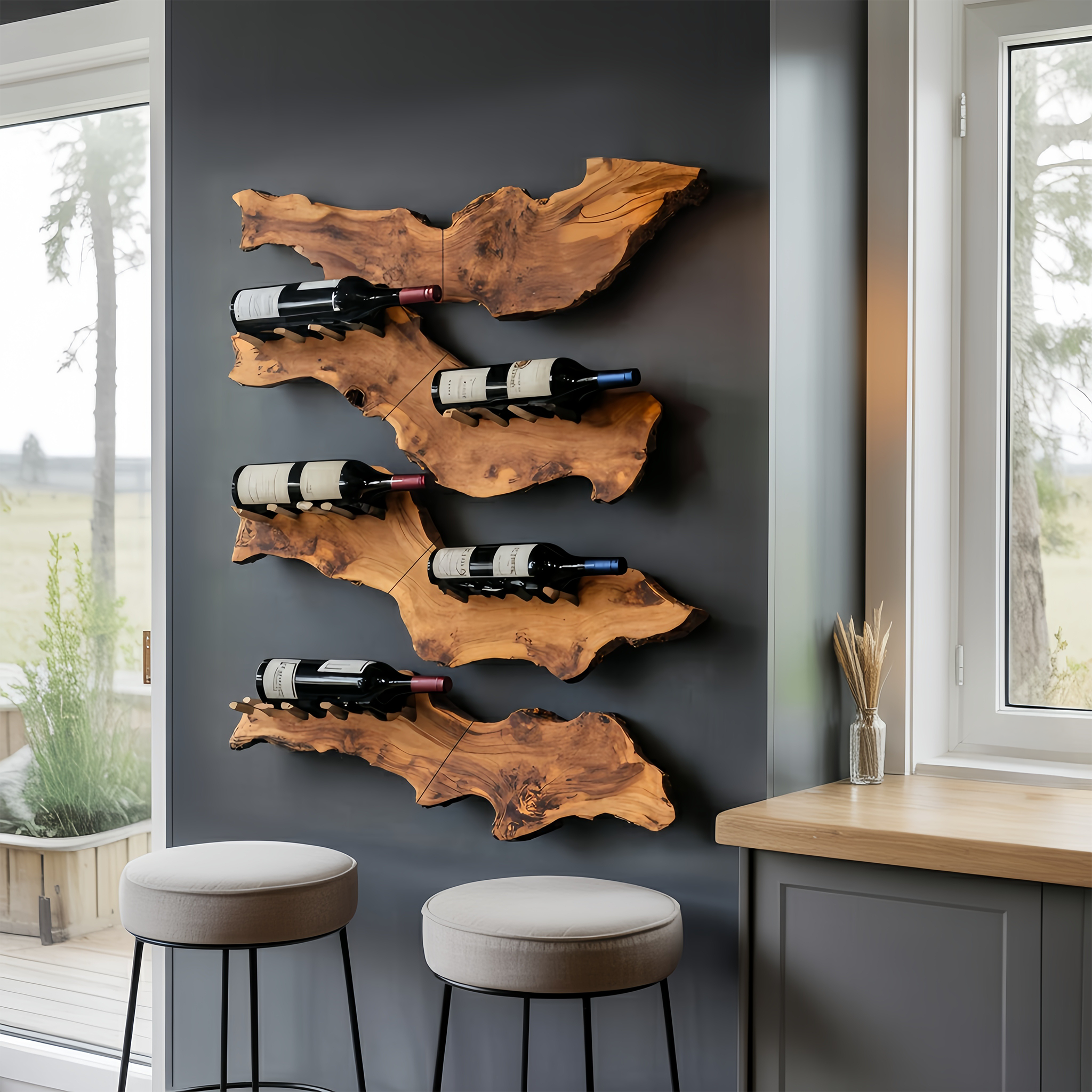 Farmhouse Wooden Wine Holder For Entryway Wine Storage Decor SILDTTRWH059