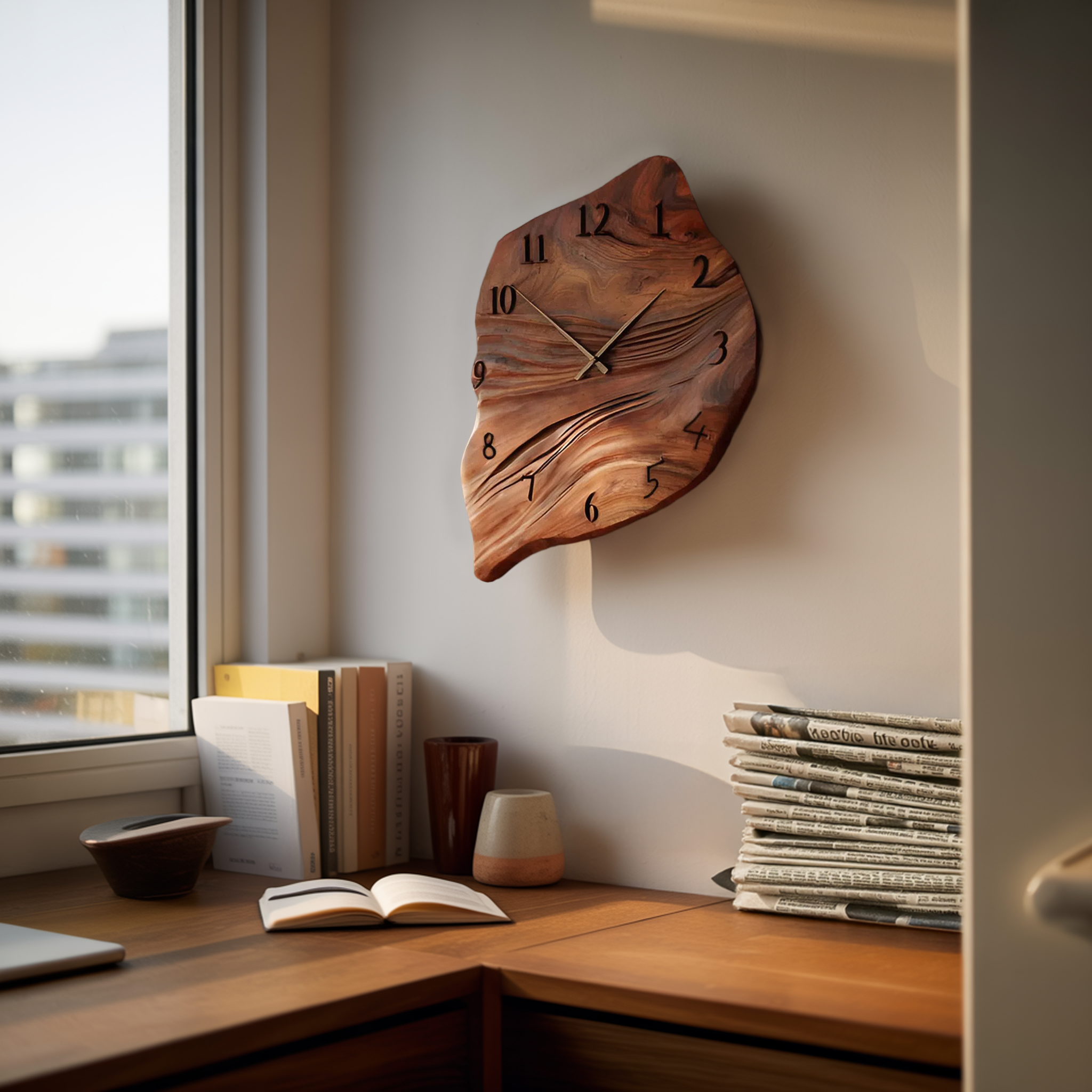 Minimalist Wall Clock Organic Shape Clock For Living Room RTTHHNWAC008