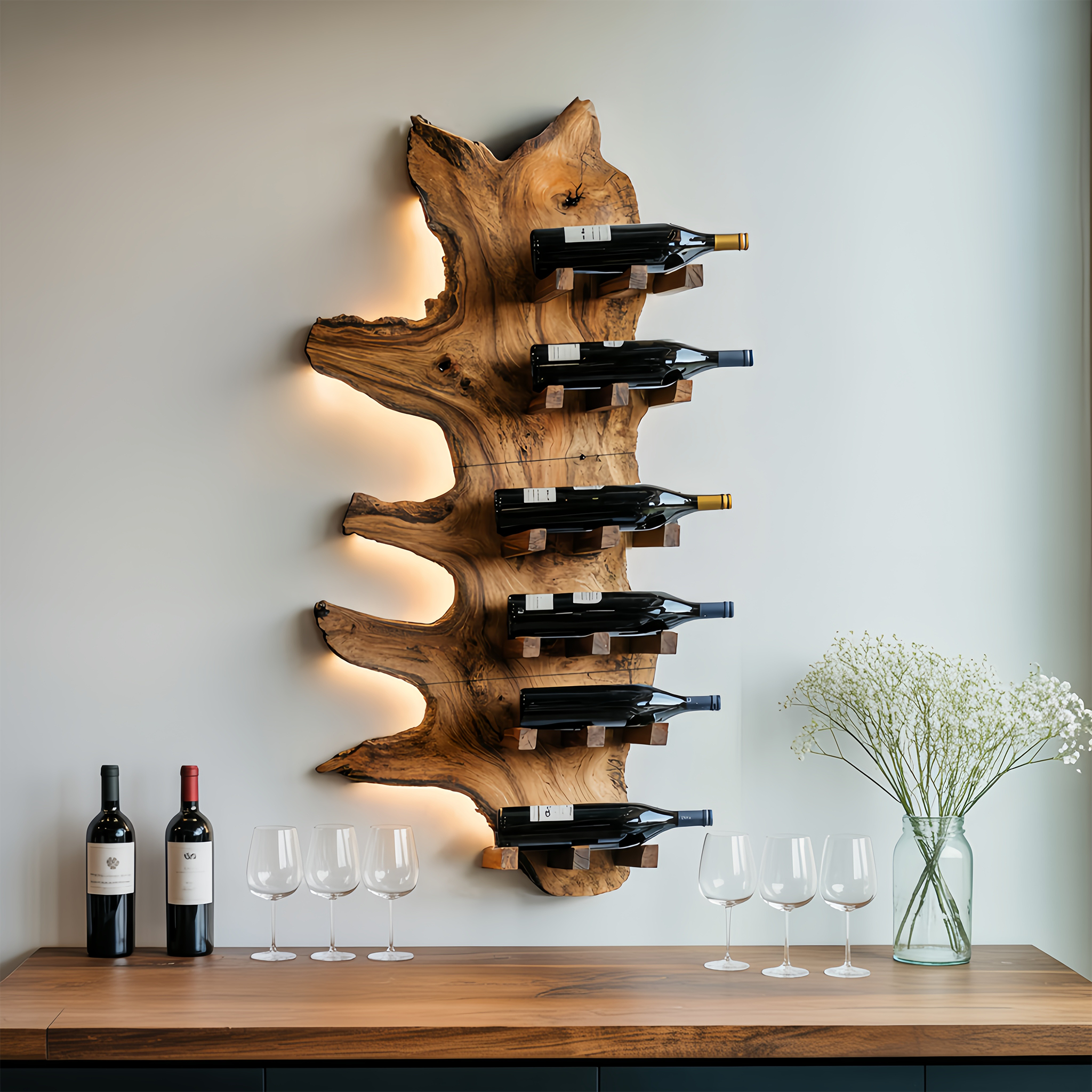 Modern Live Edge Wine Rack For Furniture Decor And Wine Shelf SILDTTRWH058