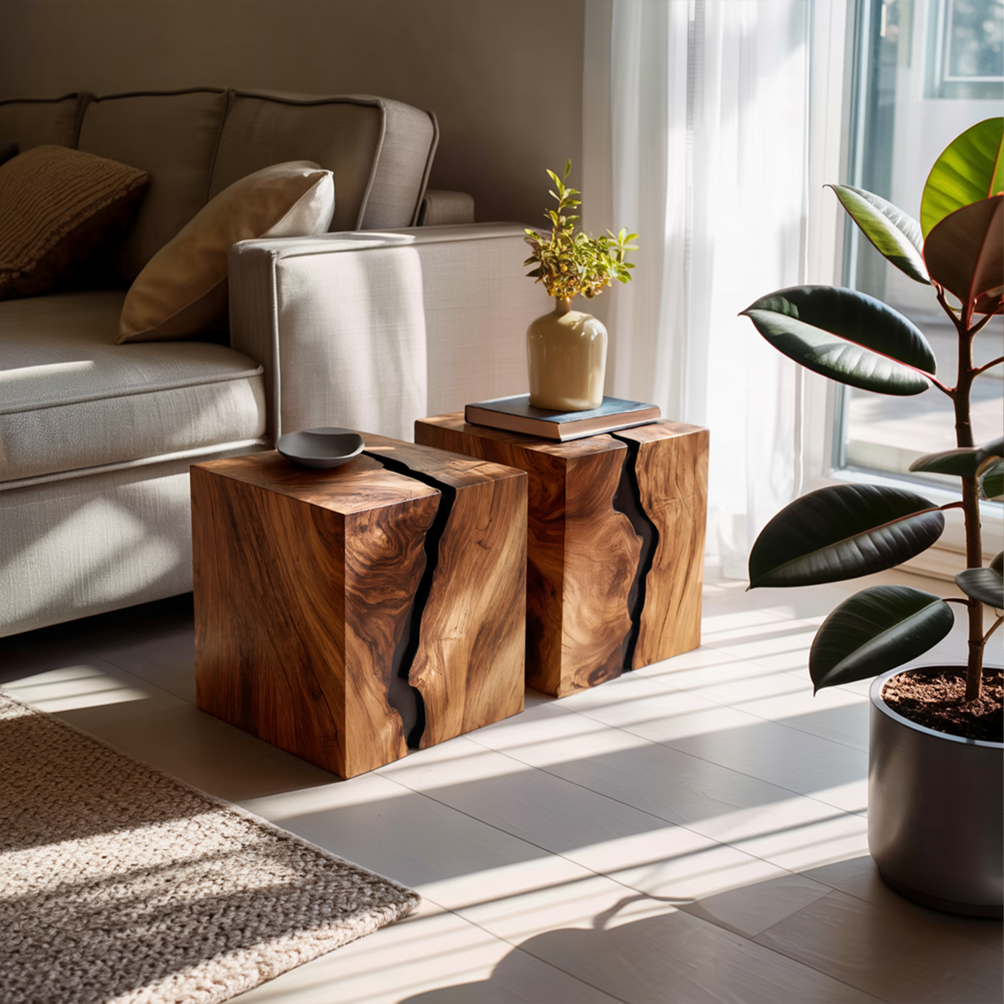 Handcrafted Solid Wood Low Coffee Table For Living Decor SILDTTNCF058