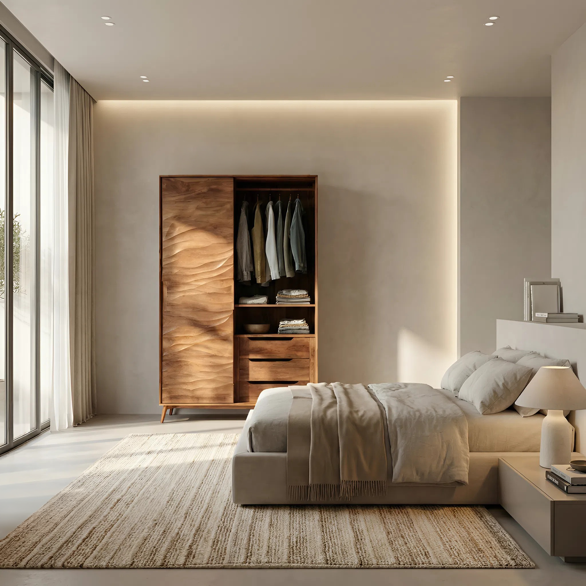 Organic Sculptural Wardrobe With Wave Door For Bedroom Interior RTTHHNWRE001