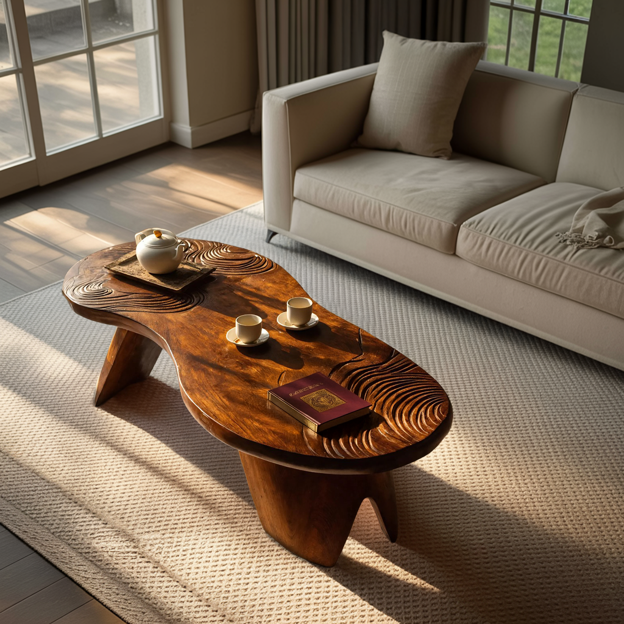 Farmhouse Irregular Abstract Coffee Table For Living Room SILDTTRCF081