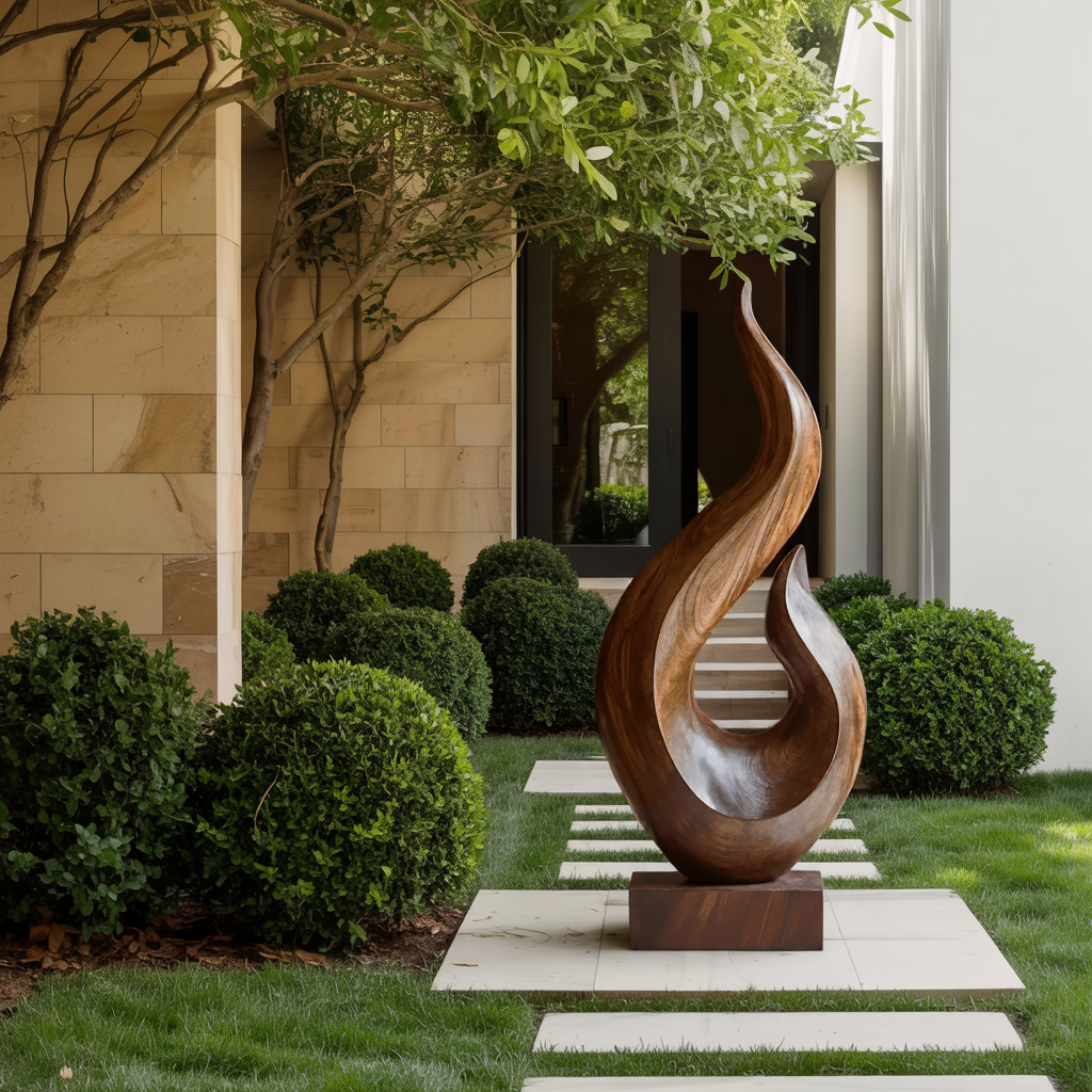 Handcrafted Abstract Wood Statue For Home Accent SILDTTNAS014