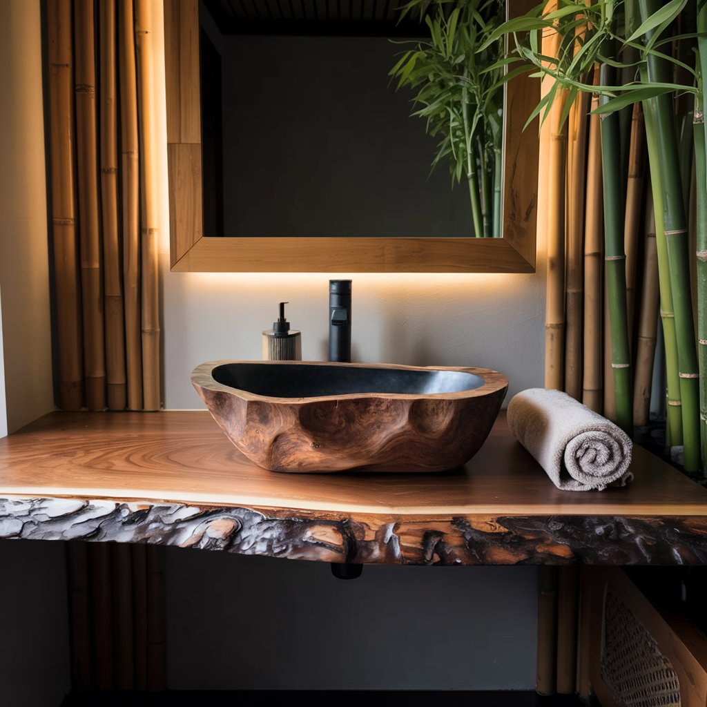 Mid Century Solid Wood Sink For Modern Bathroom Makeover SILDTTNVS002
