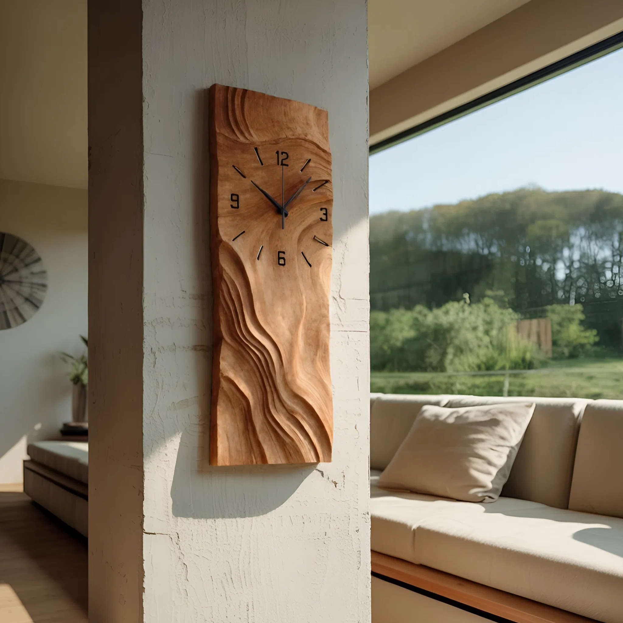 Organic Vertical Sculptural Wall Clock For Living Room SITHHNWAC006