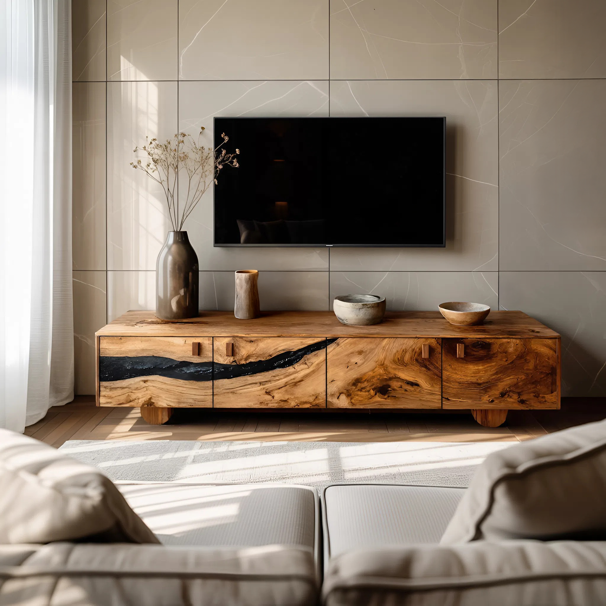 Farmhouse Live Edge TV Cabinet For Rustic Bedroom Decor SILDTTNTVC091