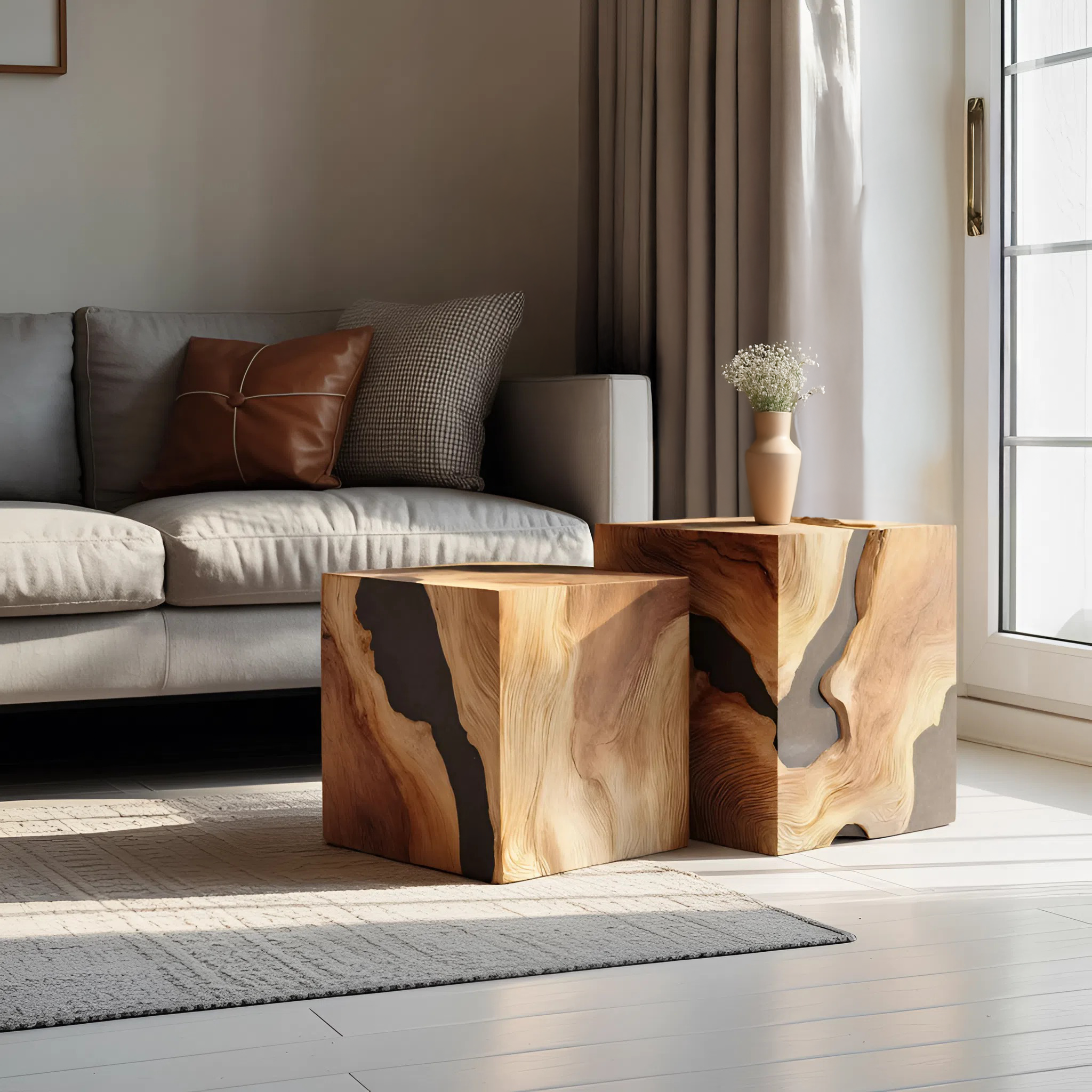 Handcrafted Solid Wood Square Table For Entryway Design SILDTTNCF038