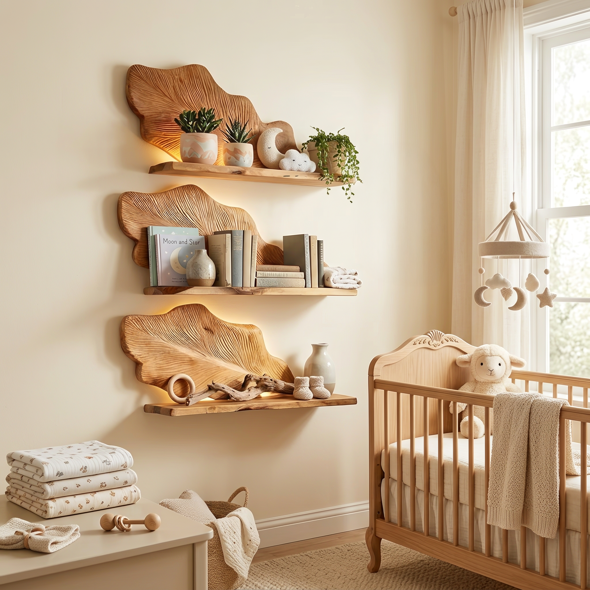 Rustic Wooden Wall Mounted Bookshelf For Living Room Display SILDTTRWMS015