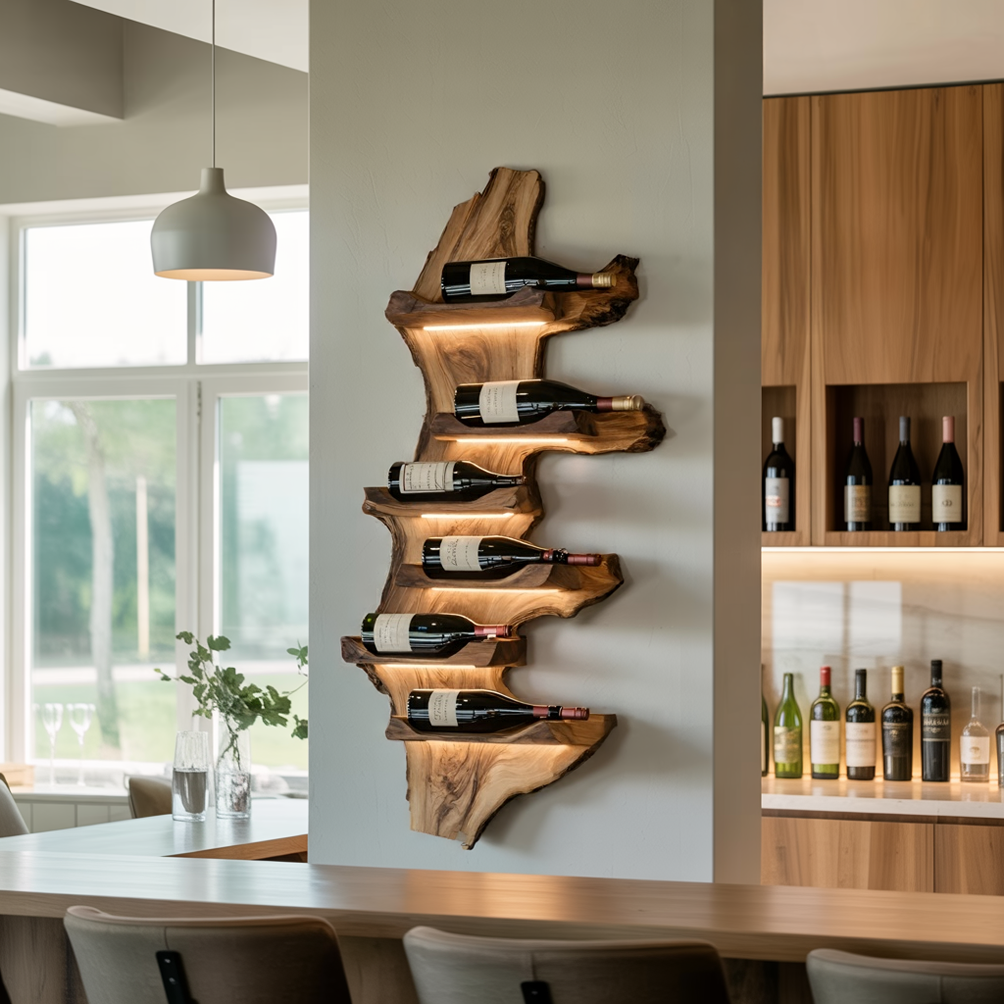 Farmhouse Live Edge Wine Holder For Entryway Furniture Decor SILDTTRWH048
