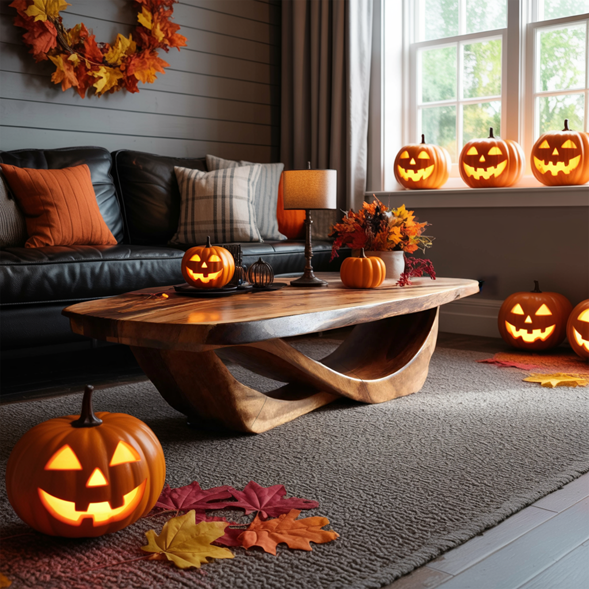 Handcrafted Solid Wood Coffee Table Entryway Design Haunted Look SILDTTNHCF025