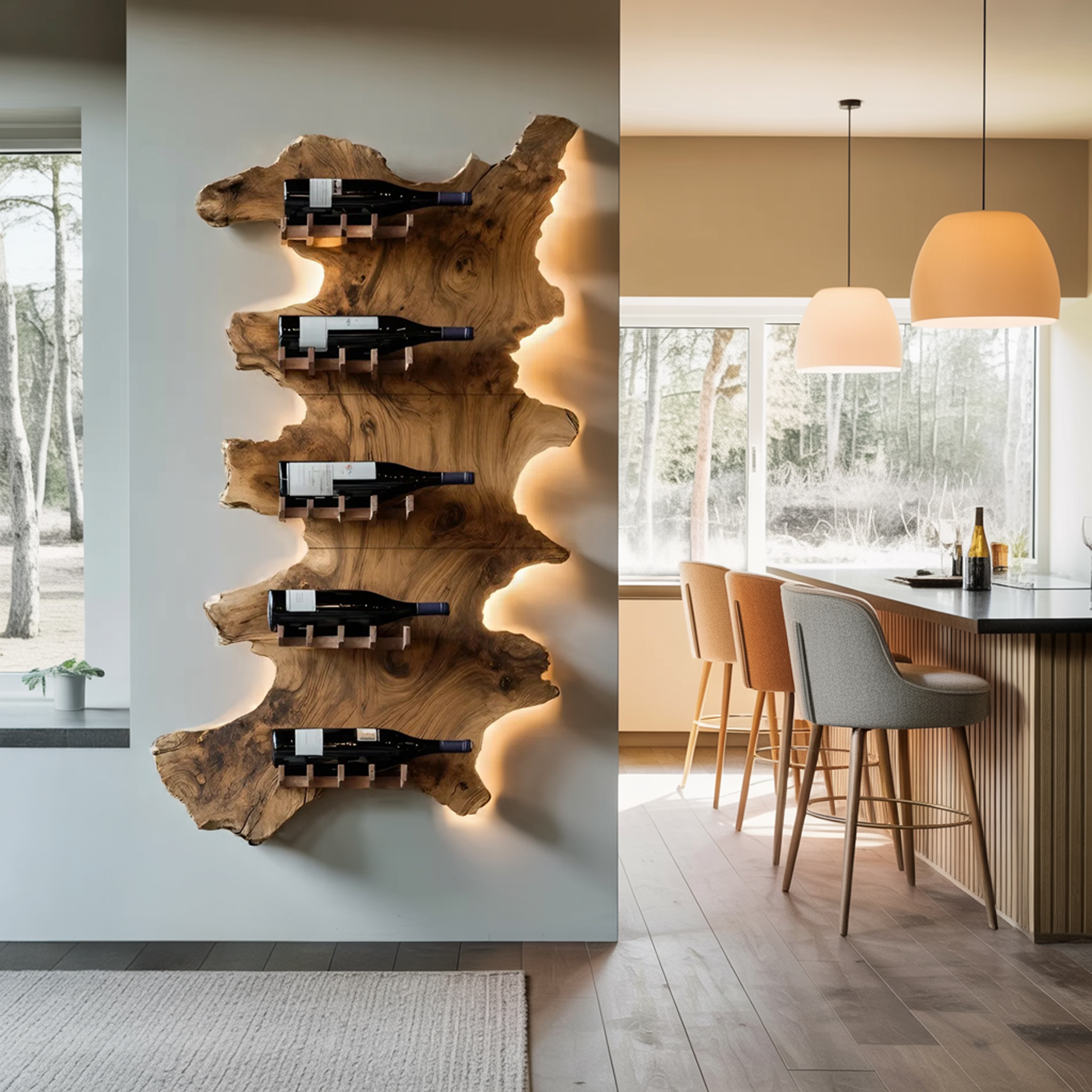 Mid Century Wooden Wine Rack For Bar Decor And Wine Storage SILDTTRWH047