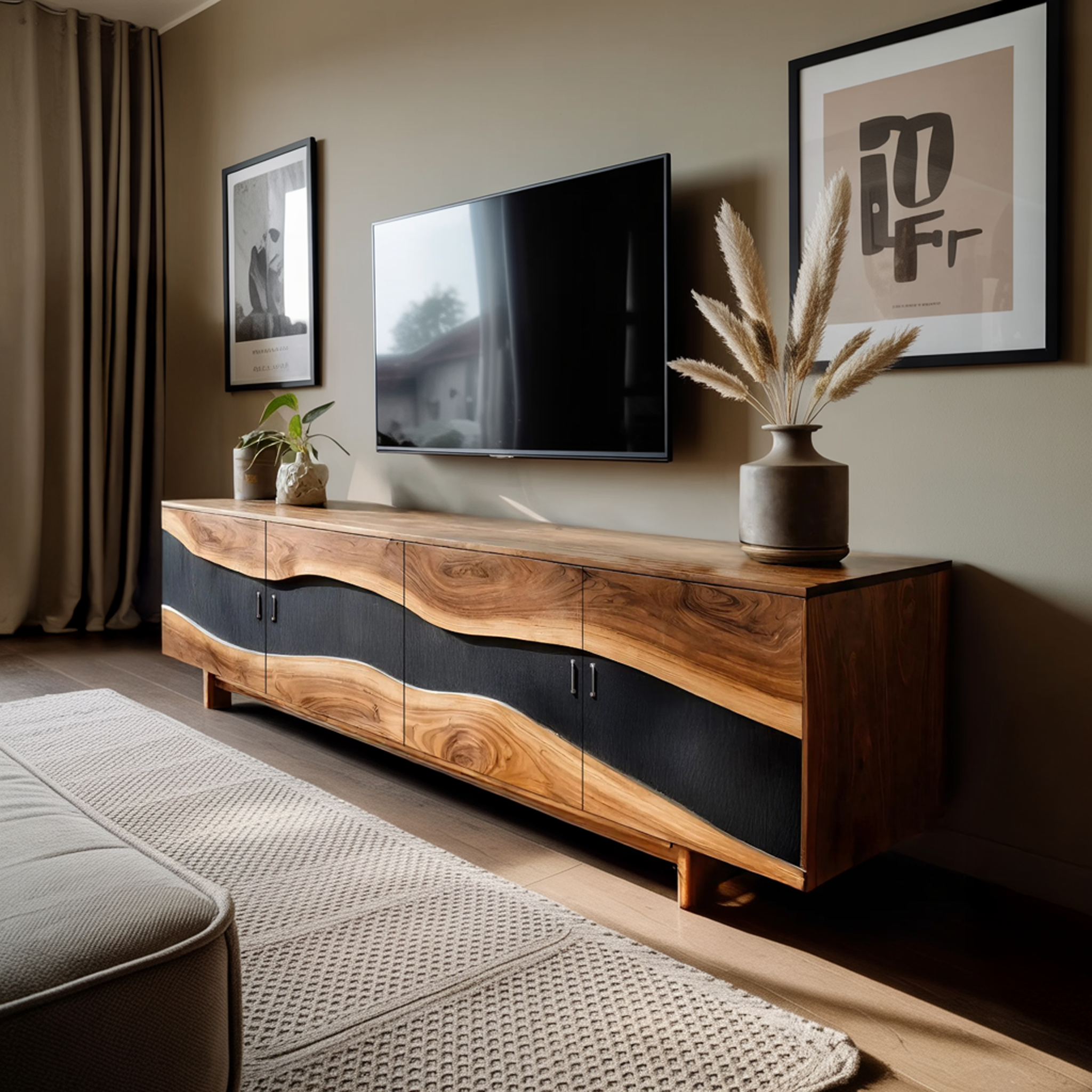 Modern Solid Wood TV Stand For Furniture Decor SILDTTNTVC109