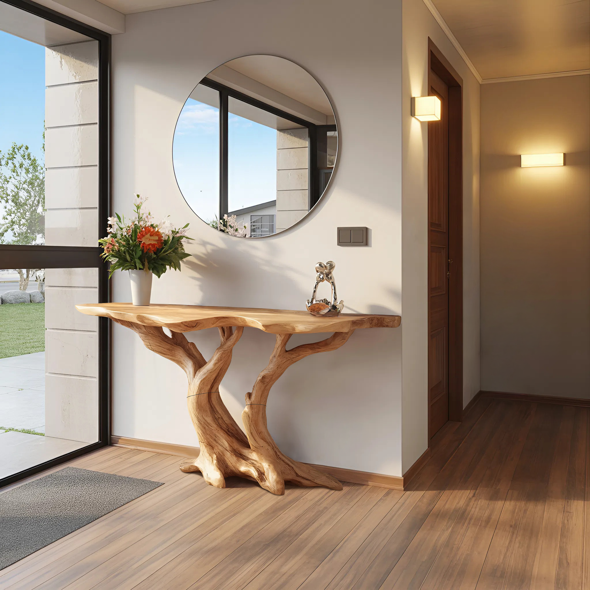 Modern Wooden Live Edge Console Table For Bedroom Decor SILDTTRCS043