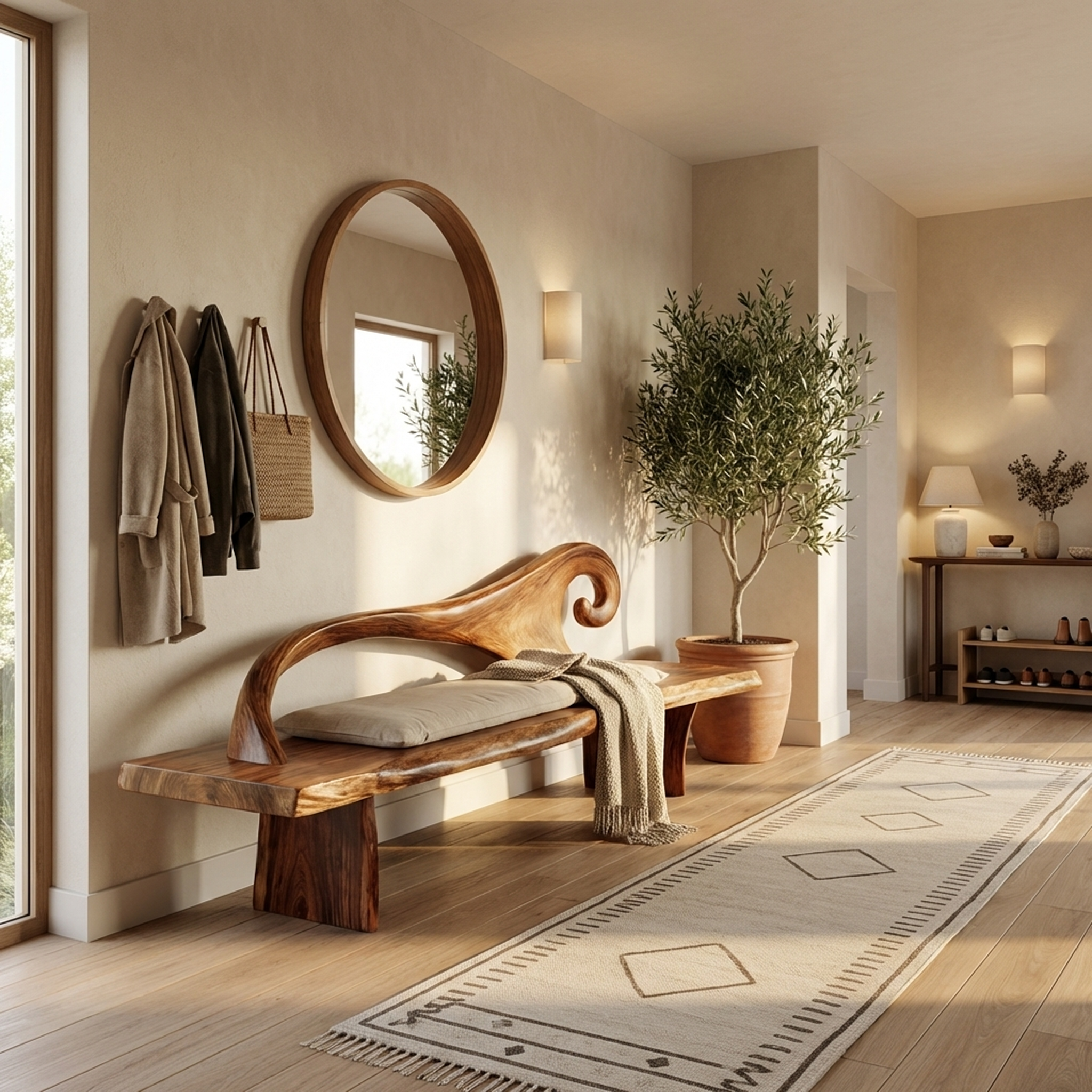 Natural Rustic Wood Entryway Bench For Home Hallway SILDTTRBEN051