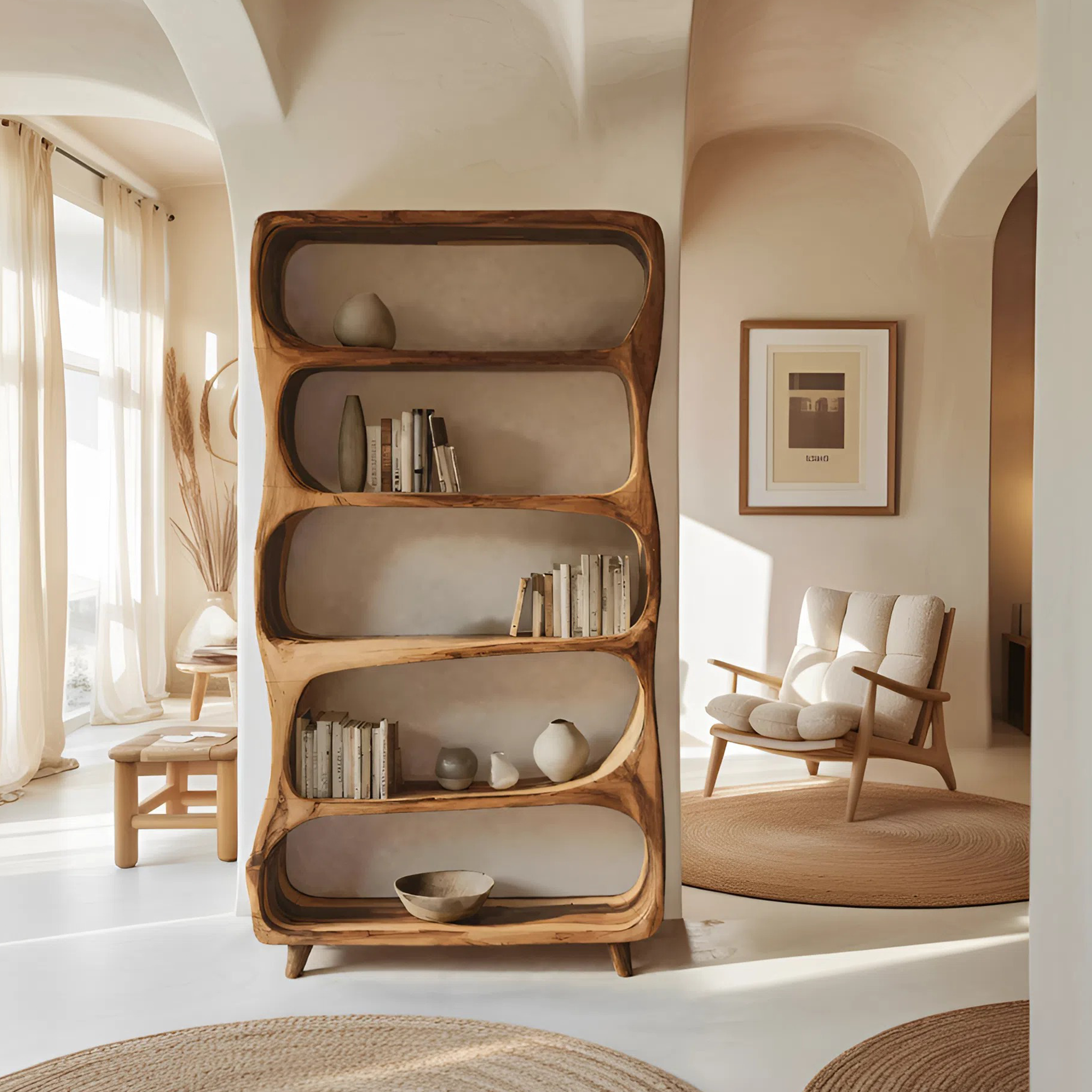 Handcrafted Bookshelf With Open Shelving Unit For Living Room SITHHNBS063