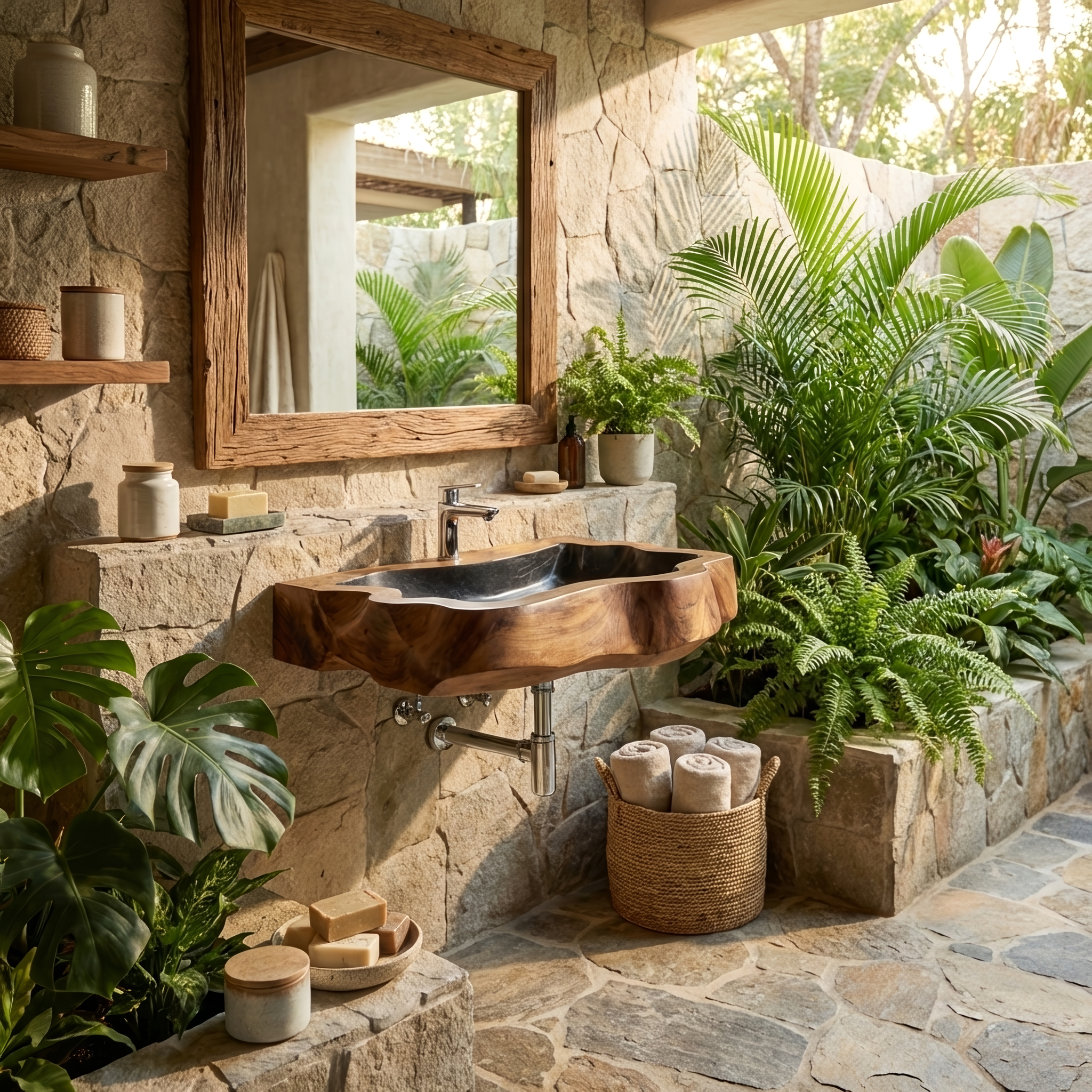 Farmhouse Wall Mounted Wooden Bathroom Sink For Classic Bathroom Design SILDTTNVS042