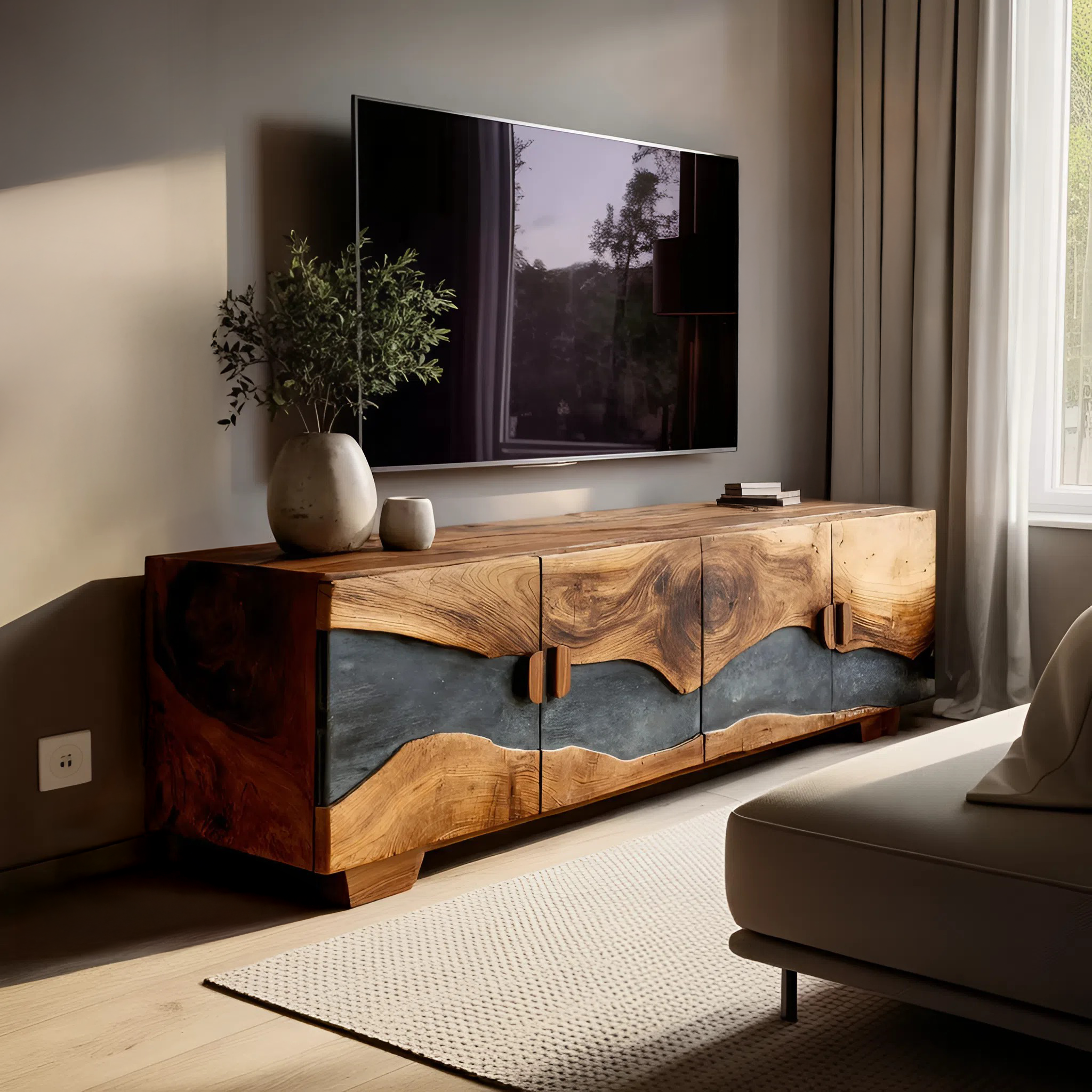 Mid Century Solid Wood TV Console For Living Room Decor SILDTTNTVC086