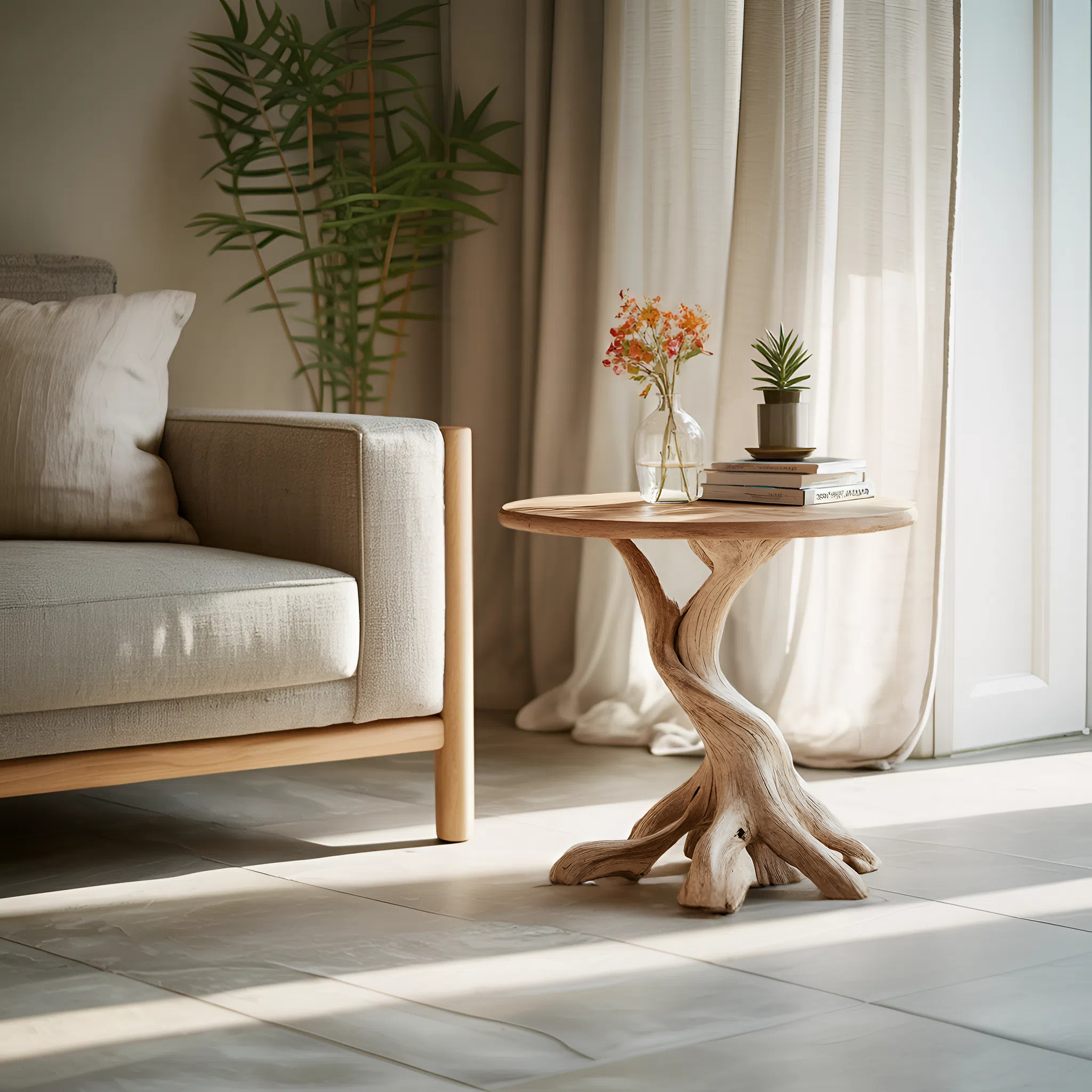 Rustic Solid Wood End Table For Living Room Stylish Wall Display SILDTTREN008