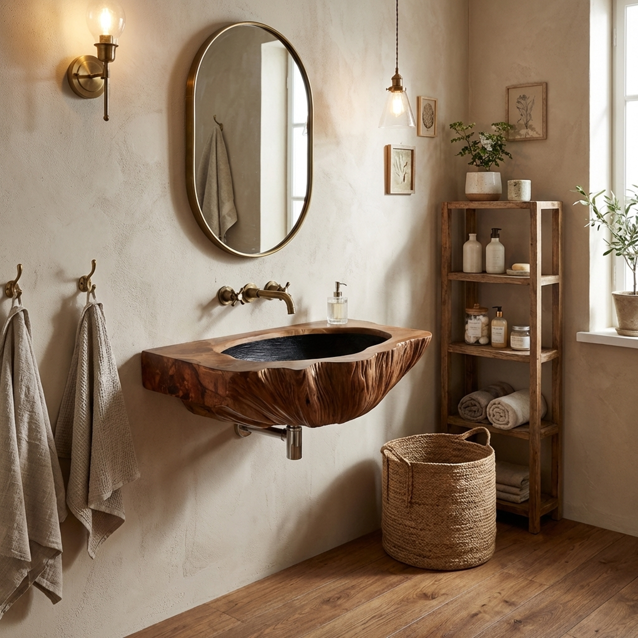Mid Century Wall Mounted Wooden Bathroom Sink For Unique Bathroom Decor SILDTTNVS057