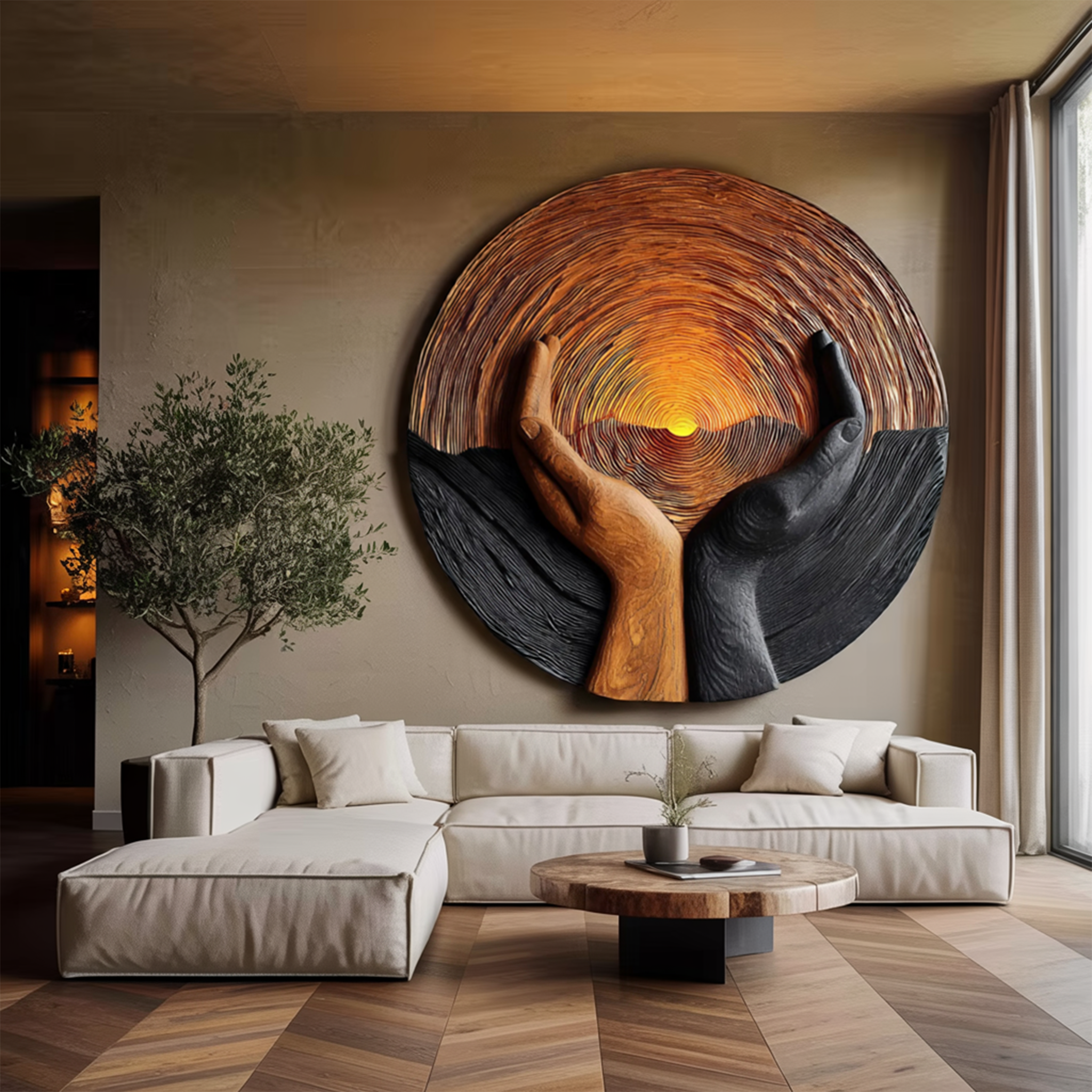 Handcrafted Wooden Wall Art Sculpture For Living Room Furniture SILDTTNWA020