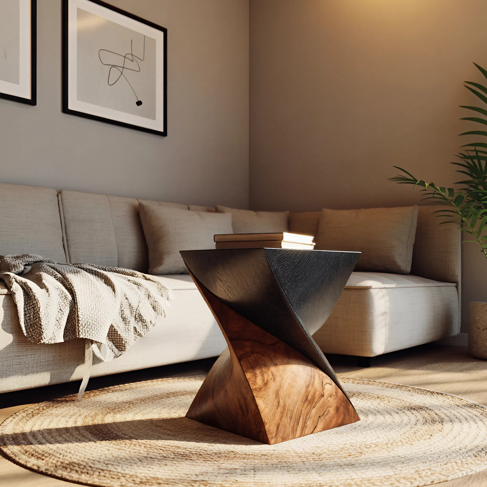 Handcrafted Wooden Side Table For Living Room Art Style SILDTTNSTA032