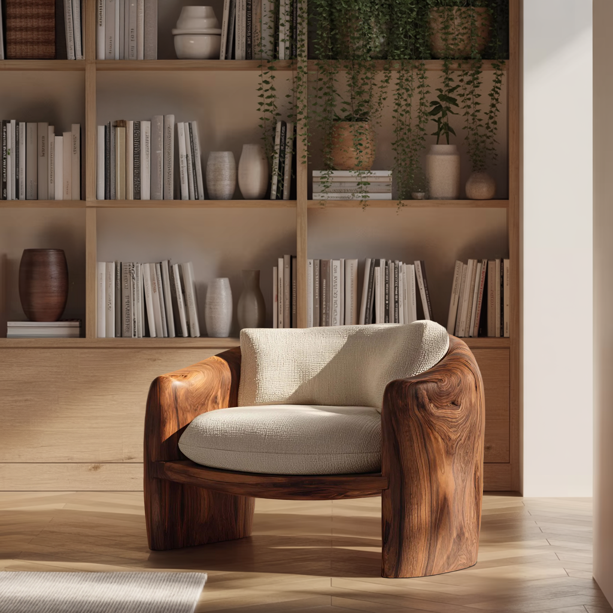 Modern Organic Lounge Chair Sculptural Form For Living Room RTTHHNCHR081