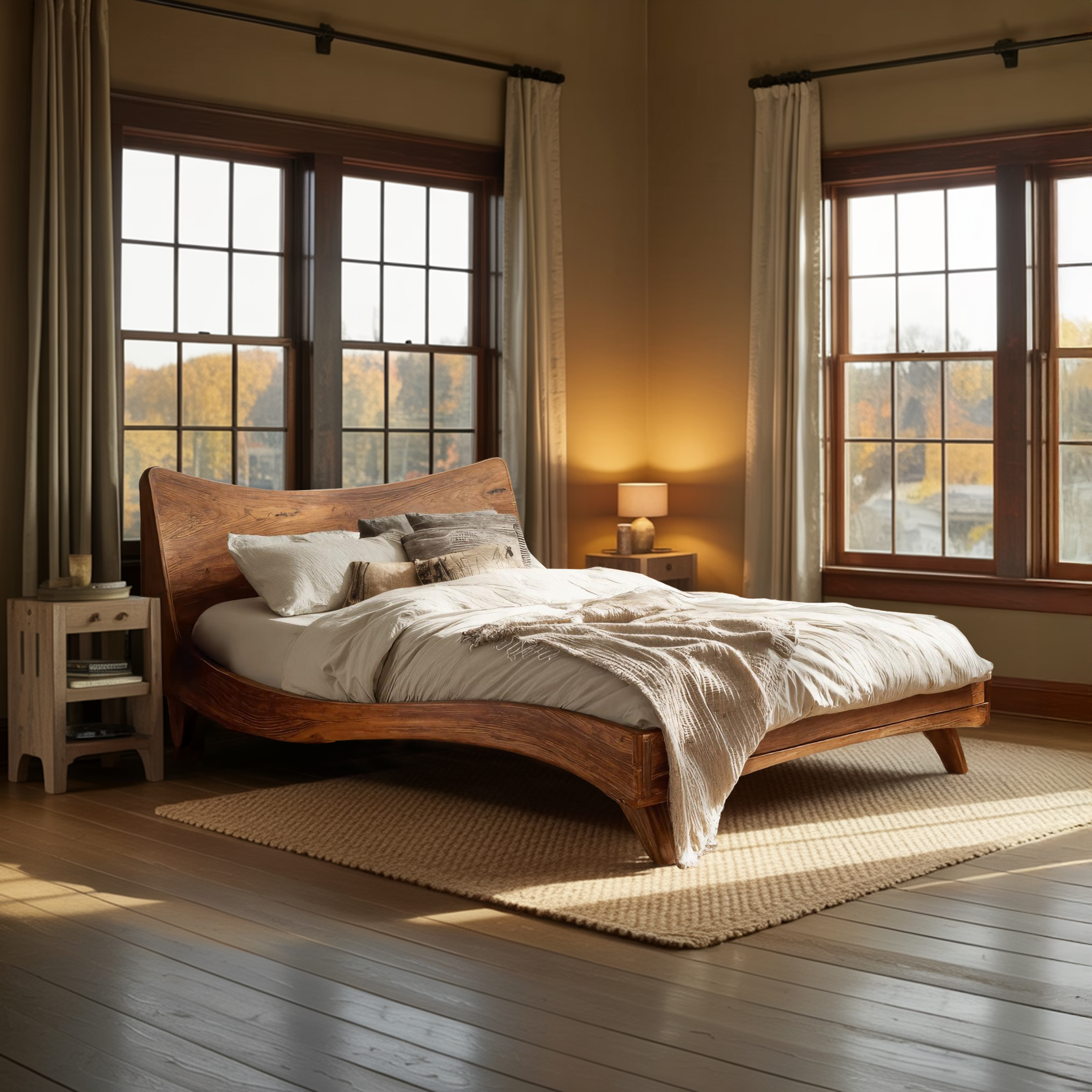 Set Headboard And Curved Bed Frame For Modern Bedroom RTTHHNWO006
