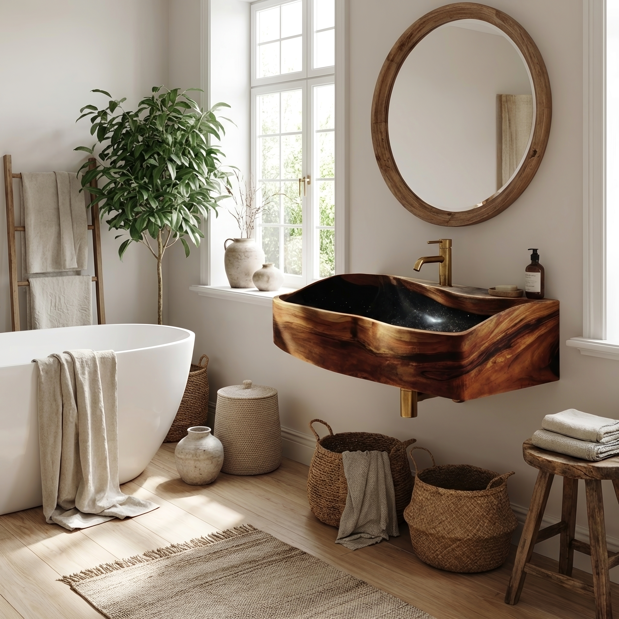 Handcrafted Wooden Vanity Sink For Bathroom Furniture Decor SILDTTNVS055