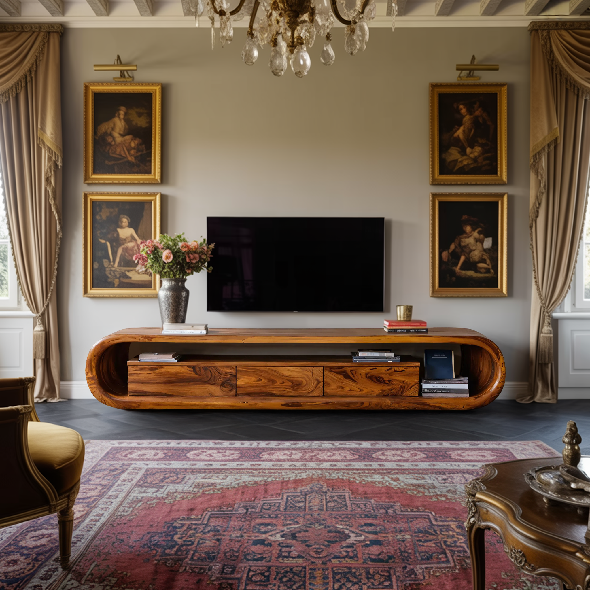 Luxury TV Cabinet With Built In Drawer Storage For Living RTTHTTTVC065