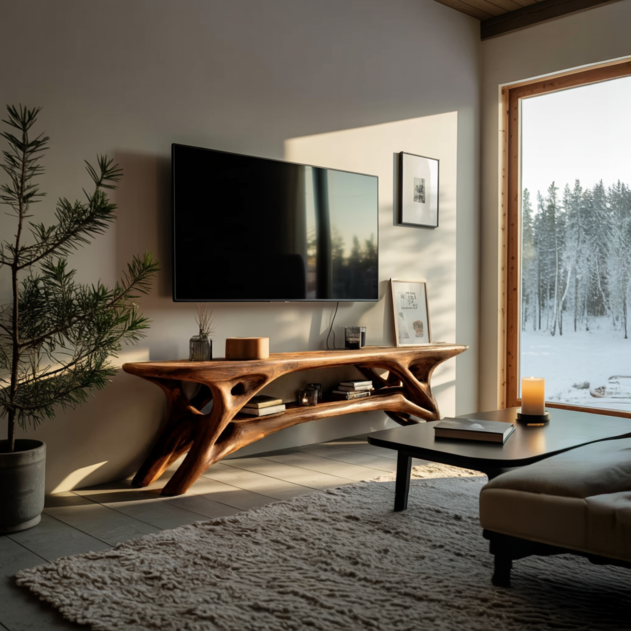 Elegant Curved TV Cabinet For Contemporary Home Decor RTTHTTTVC061