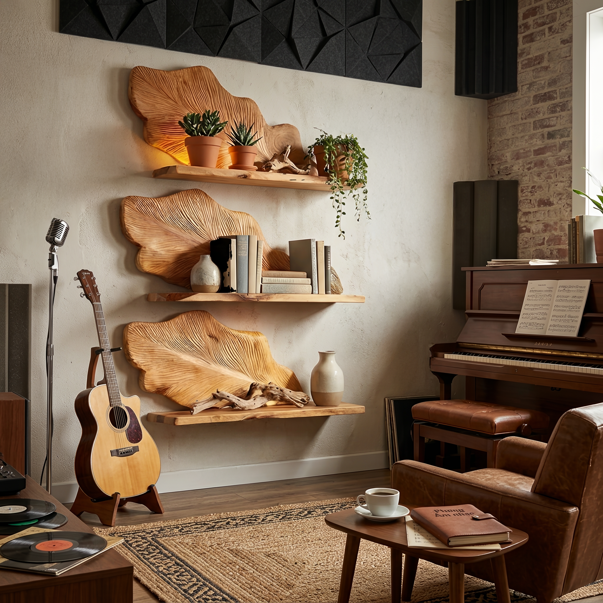Rustic Wooden Wall Mounted Bookshelf For Living Room Display SILDTTRWMS015