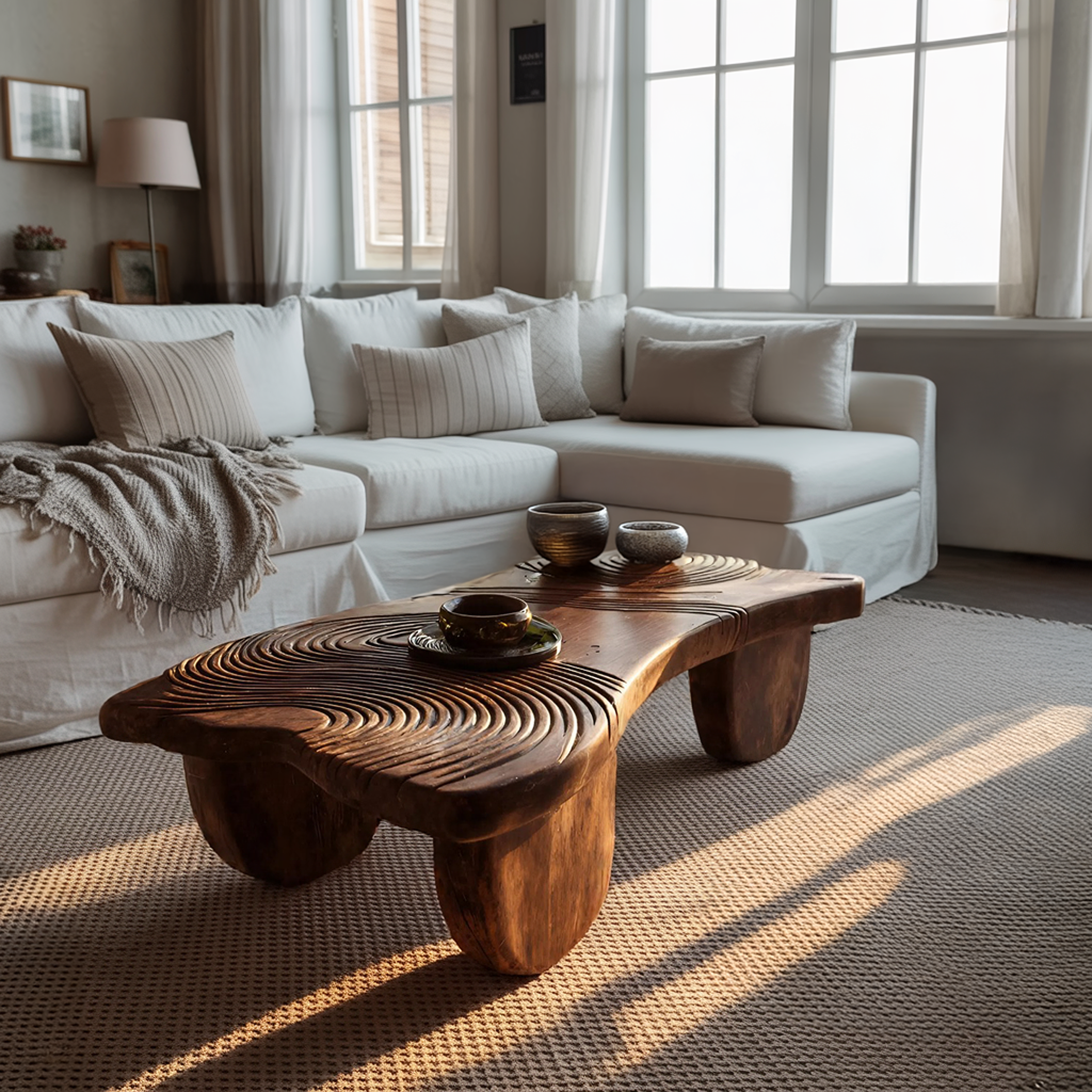 Farmhouse Abstract Solid Wood Coffee Table For Living Room SILDTTRCF053