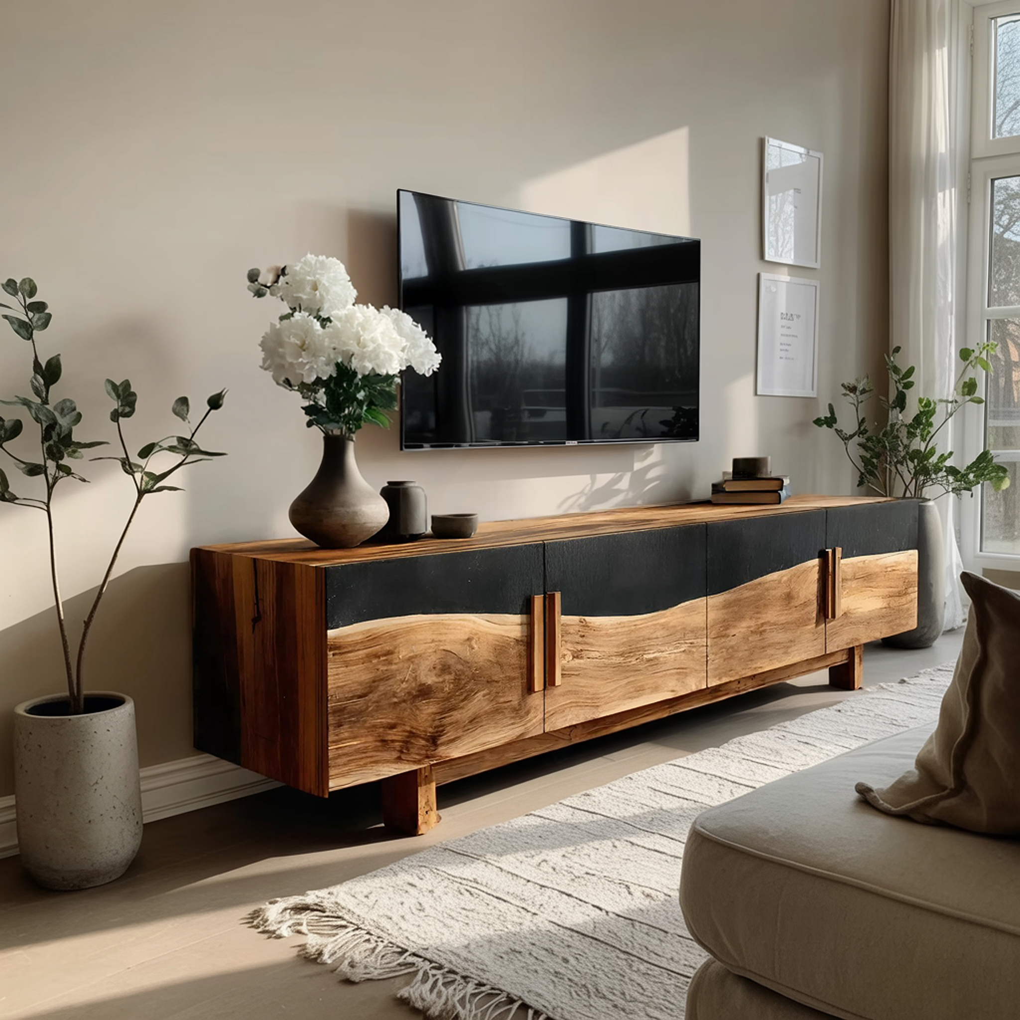 Mid Century Natural Wood Entertainment Unit For Decor SILDTTNTVC114