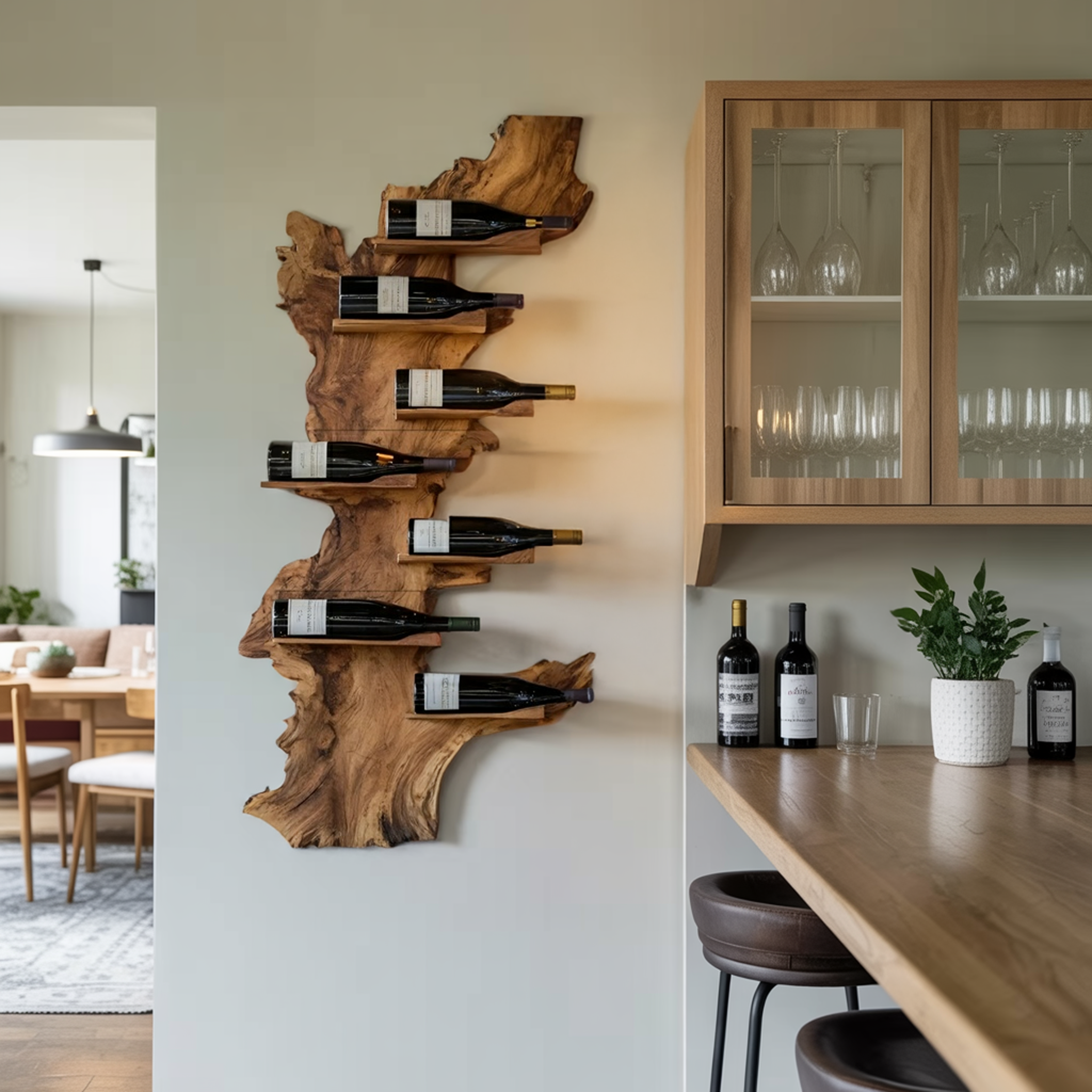 Modern Live Edge Wine Holder For Living Room Furniture Decor SILDTTRWH046