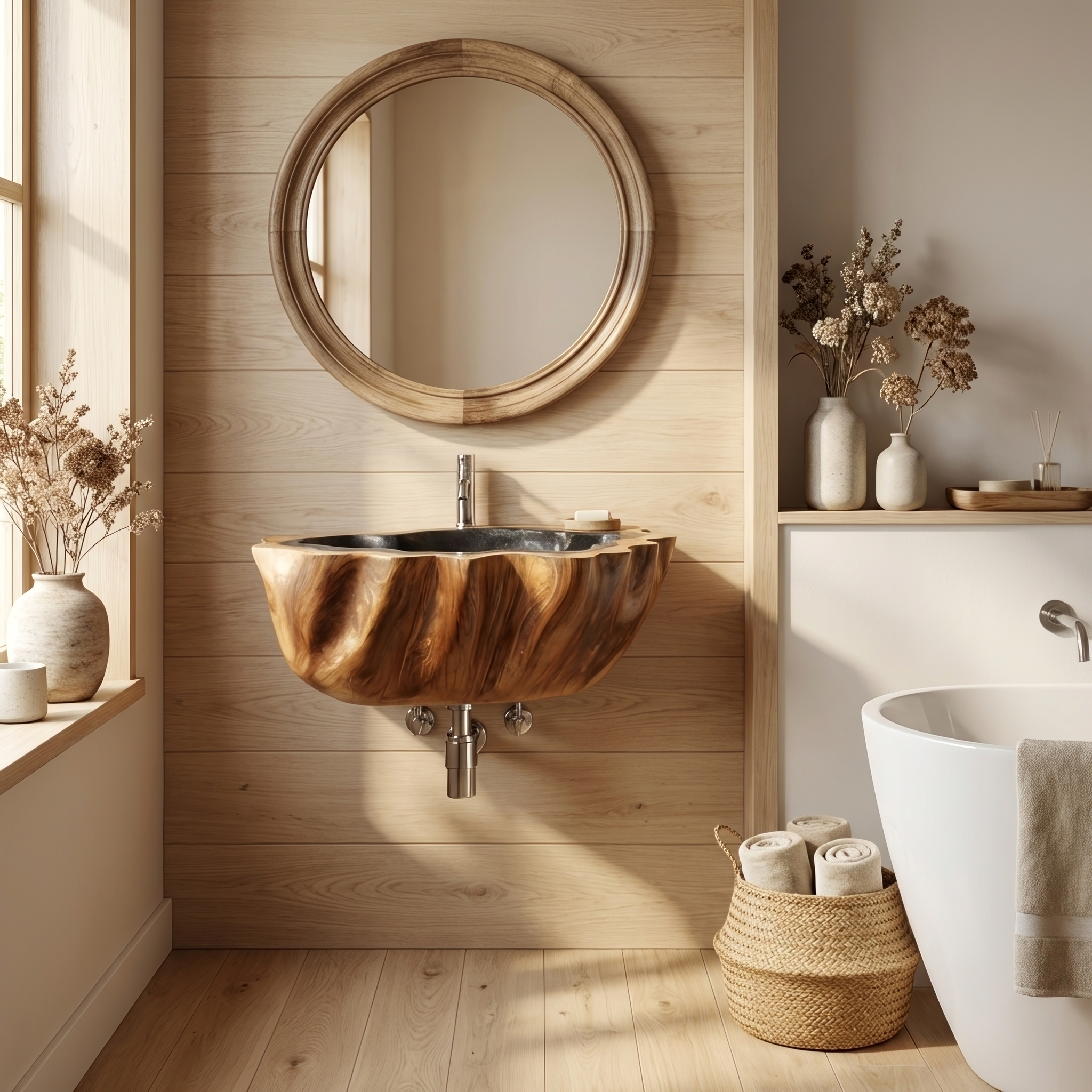 Modern Solid Wood Vanity Sink For Clean Bathroom Design Decor SILDTTNVS056