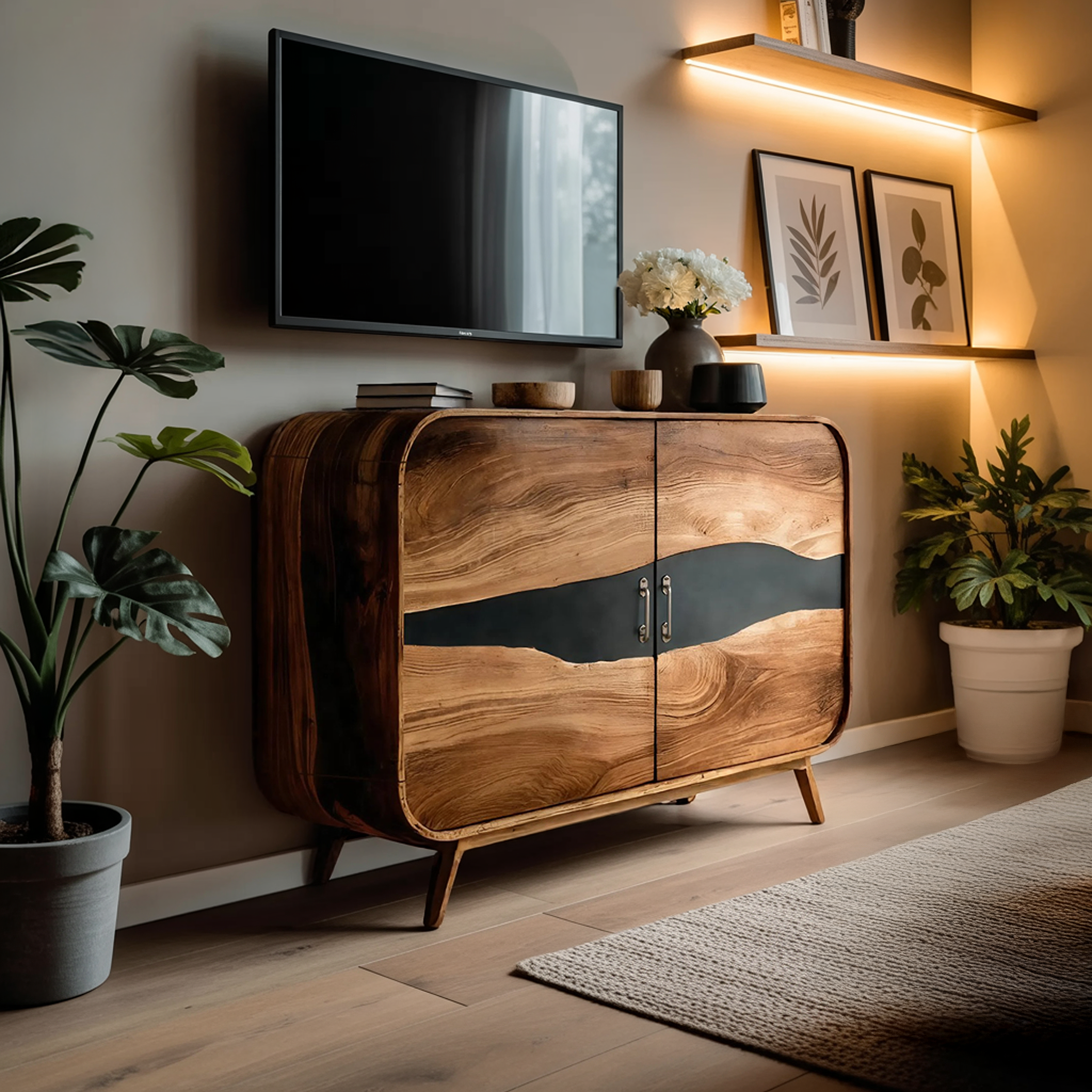 Farmhouse Live Edge Media Console For Entryway Decor SILDTTNTVC115