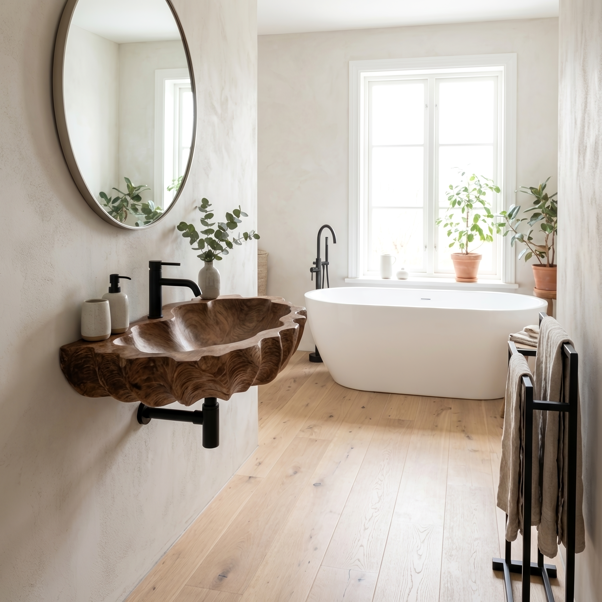 Mid Century Wooden Live Edge Wood Basin For Bedroom Interior Decor SILDTTRVS036