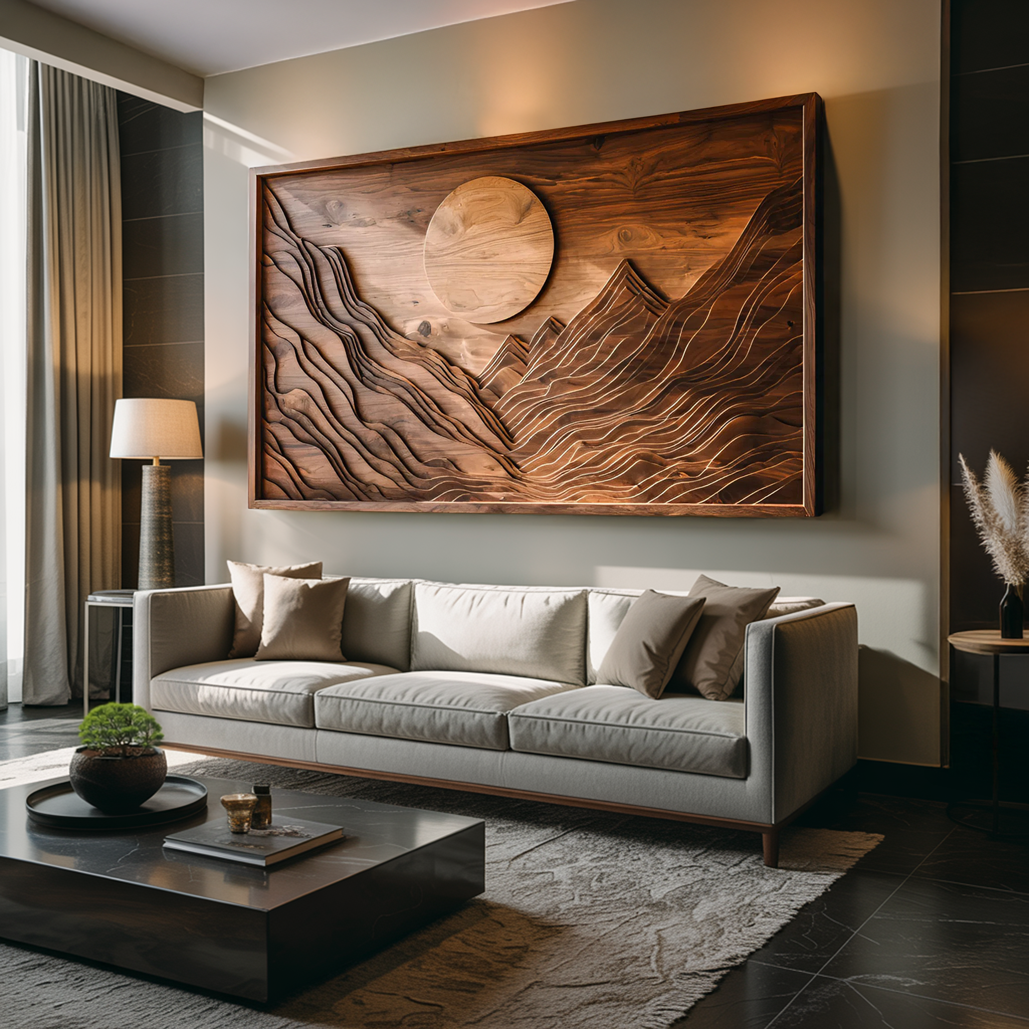 Handcrafted Wall Art Mountain Sun Landscape For Living Room RTTHTTWA053
