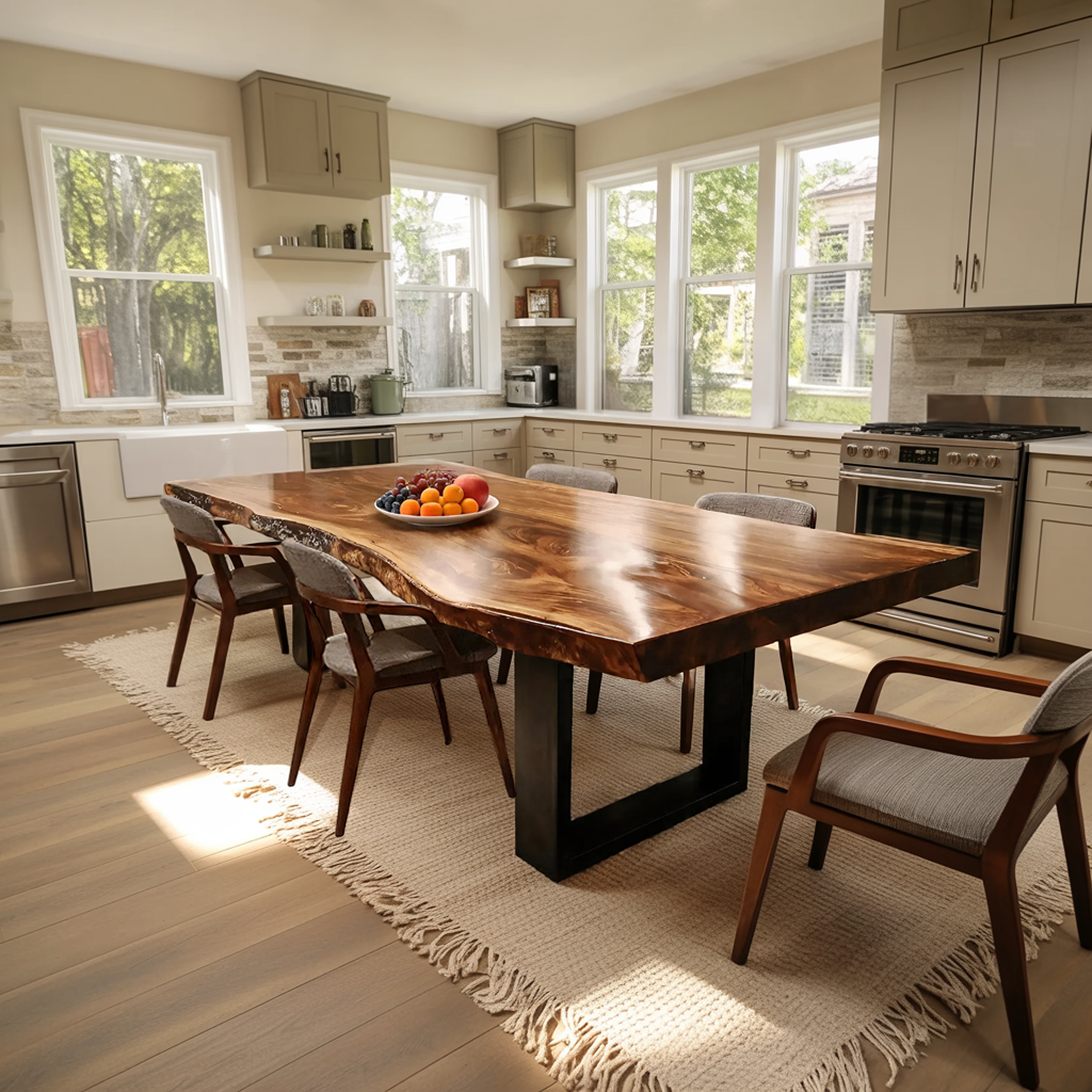 Furniture Decor Modern Solid Wood Dining Table Sleek Edge SILDTTRDN032