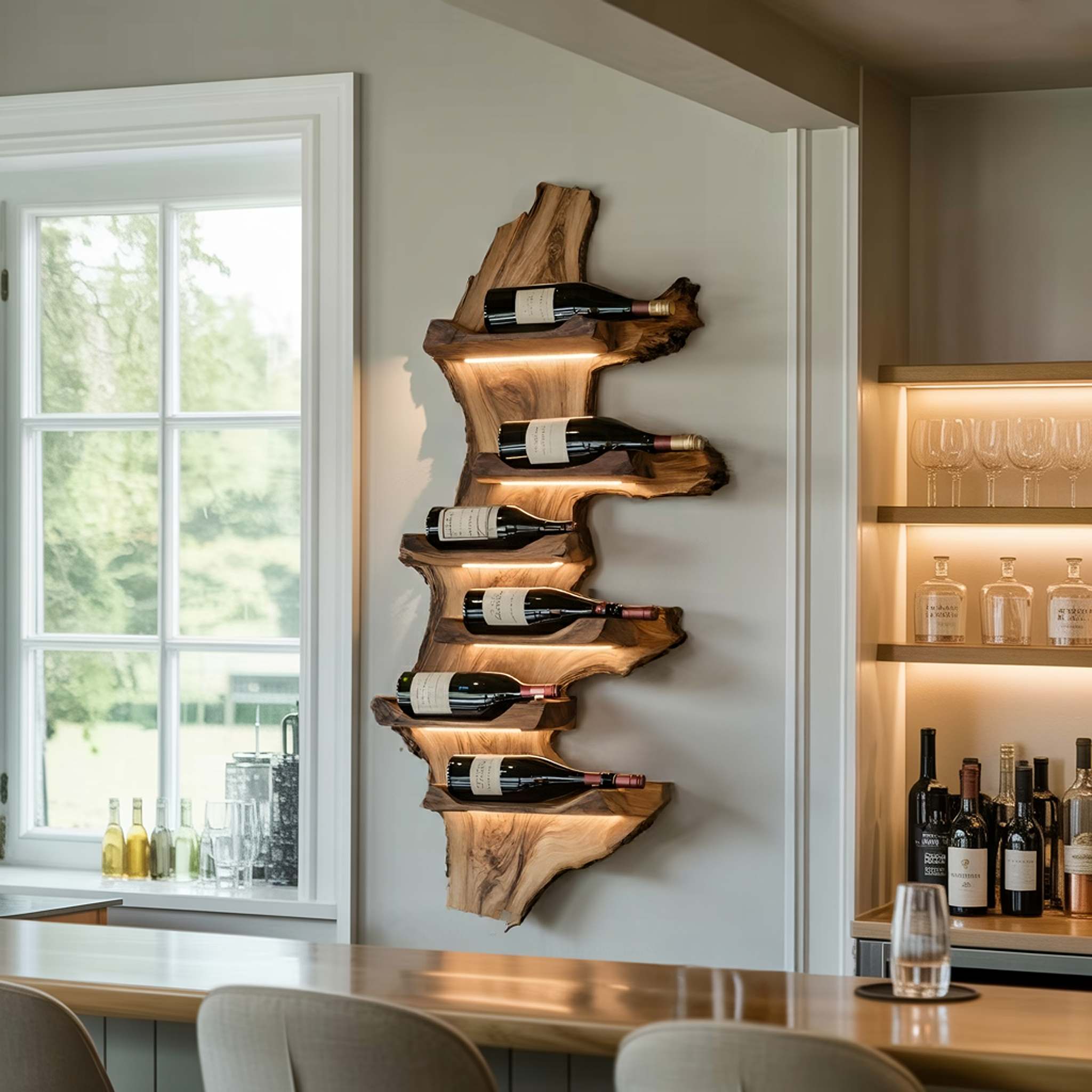 Farmhouse Live Edge Wine Holder For Entryway Furniture Decor SILDTTRWH048
