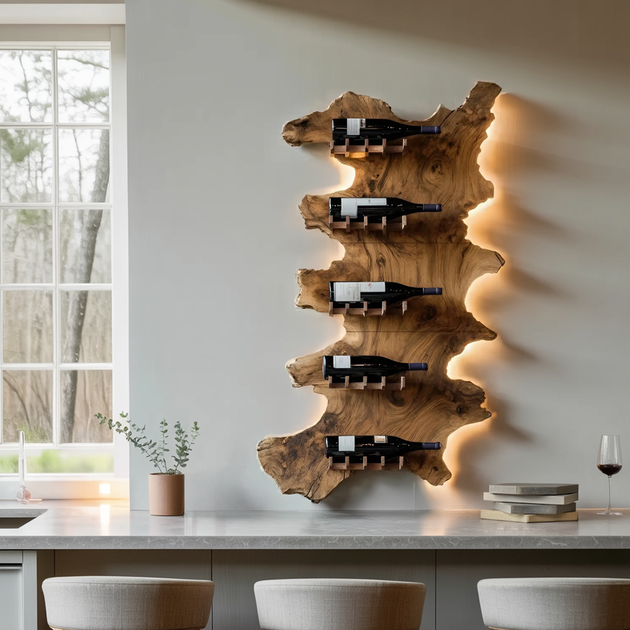 Mid Century Wooden Wine Rack For Bar Decor And Wine Storage SILDTTRWH047