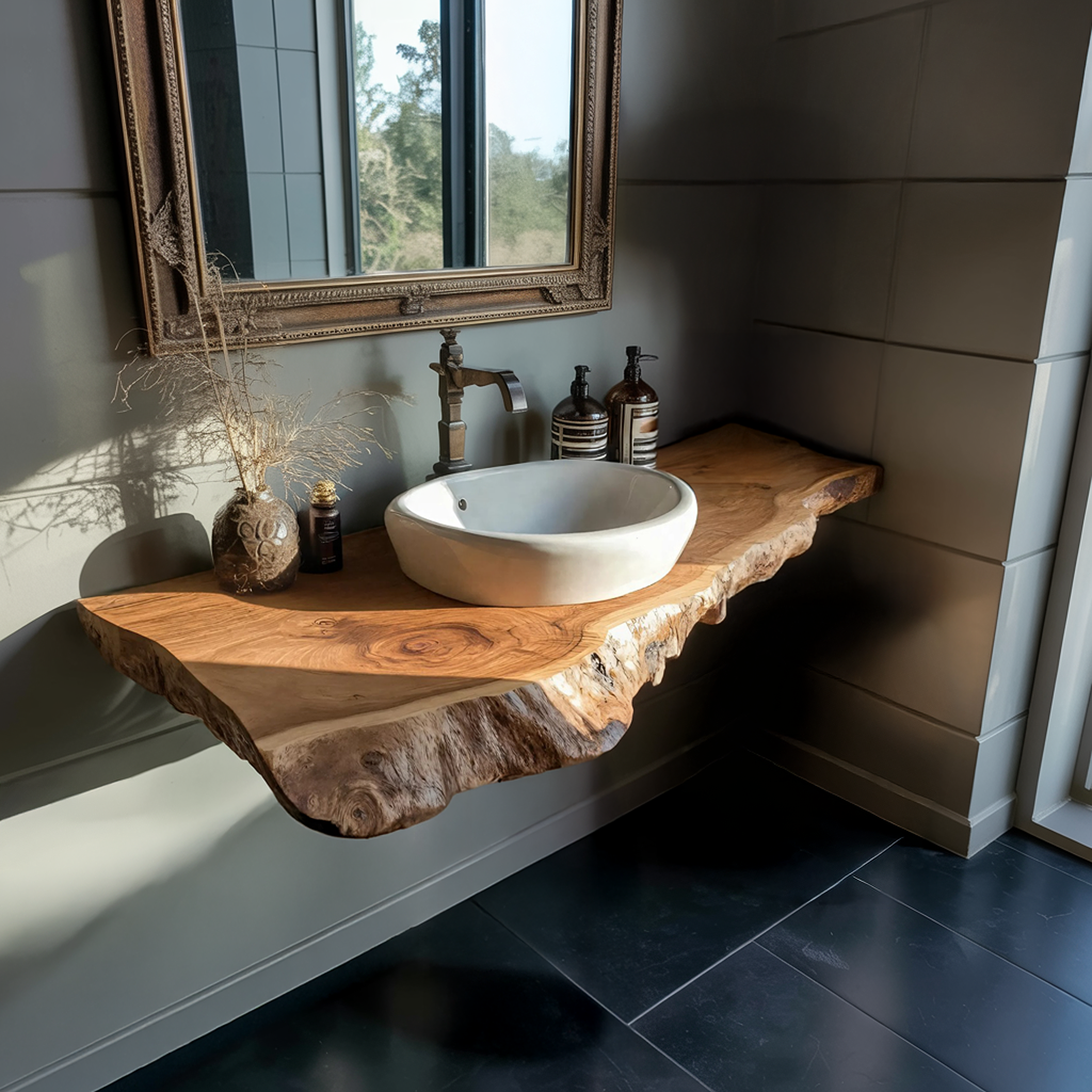 Farmhouse Bathroom Vanity In Solid Wood With Shelf SILDTTRBAS032