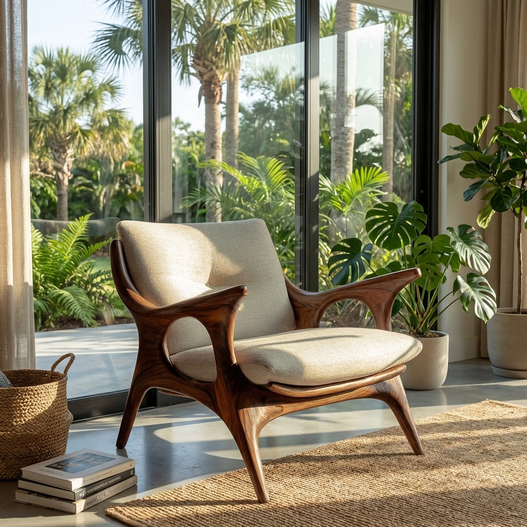 Minimalist Wooden Lounge Chair For Living Room Interior RTTHHNCHR112