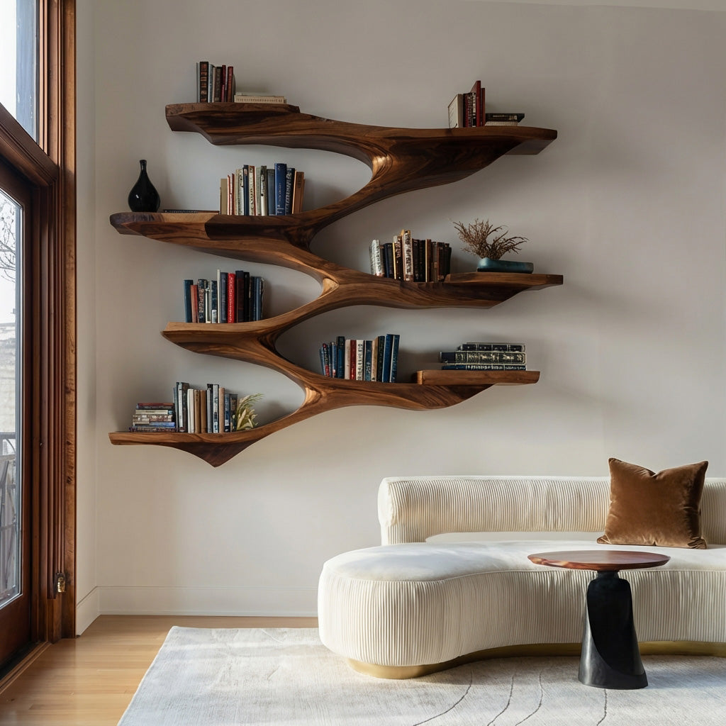 Mid Century Wooden Wall Shelf For Living Room Space RTTHHNWMS010