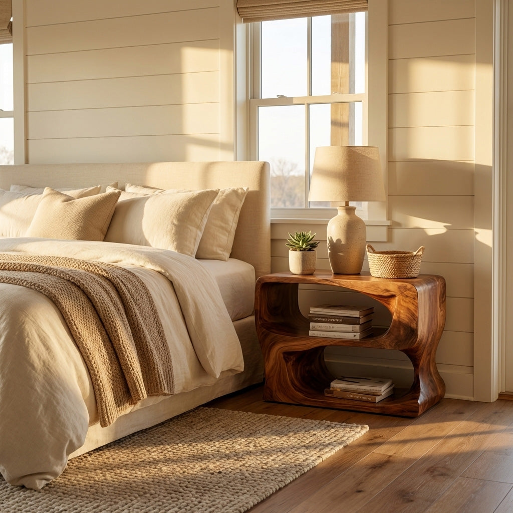 Organic Modern Wooden Nightstand For Bedroom RTTHHNNS030
