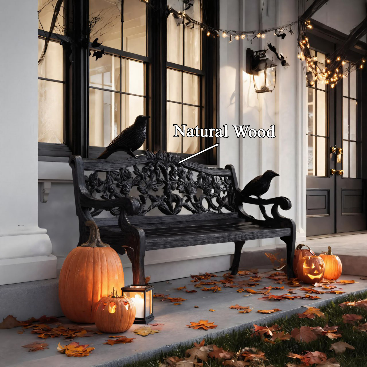 Gothic Carved Raven Bench For Halloween Porch Decor Or Garden SITHTTHW002