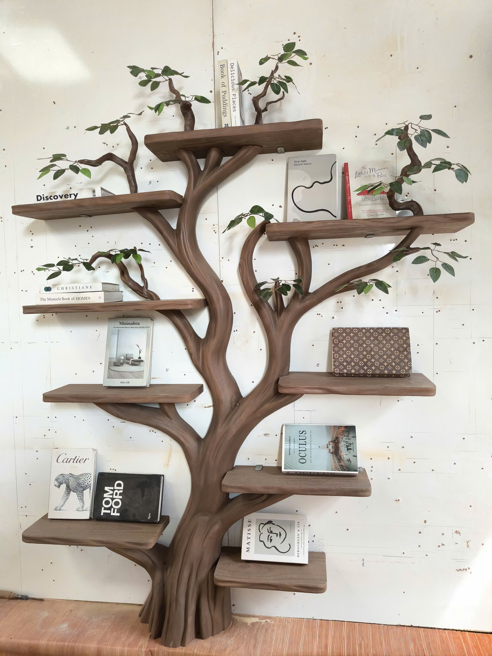 Rustic Sculptural Tree Bookshelf Living Room Interior Statement Wall Feature SINLKITB662